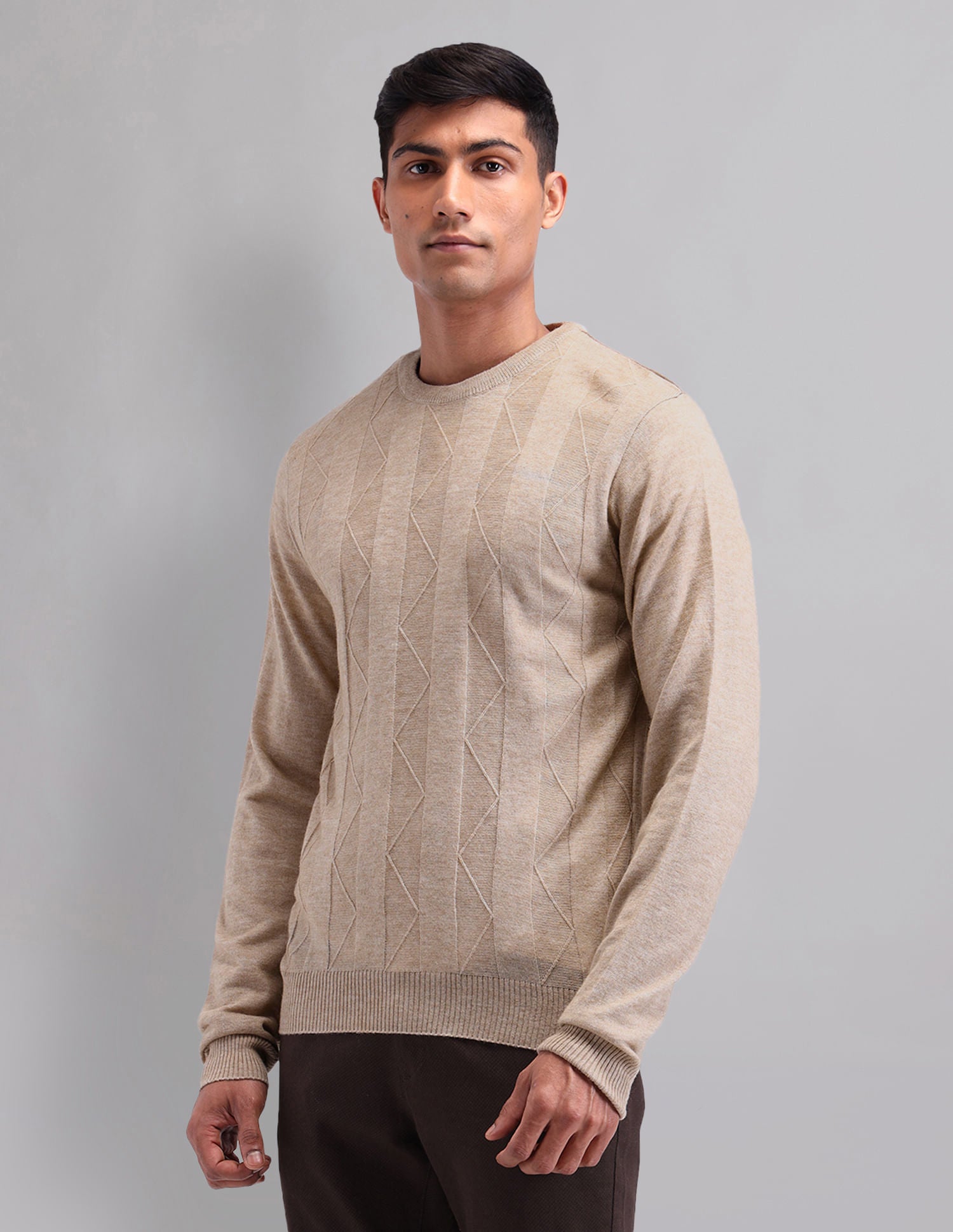 Elevated Essential Modern Slim Fit Patterned Knit Sweater