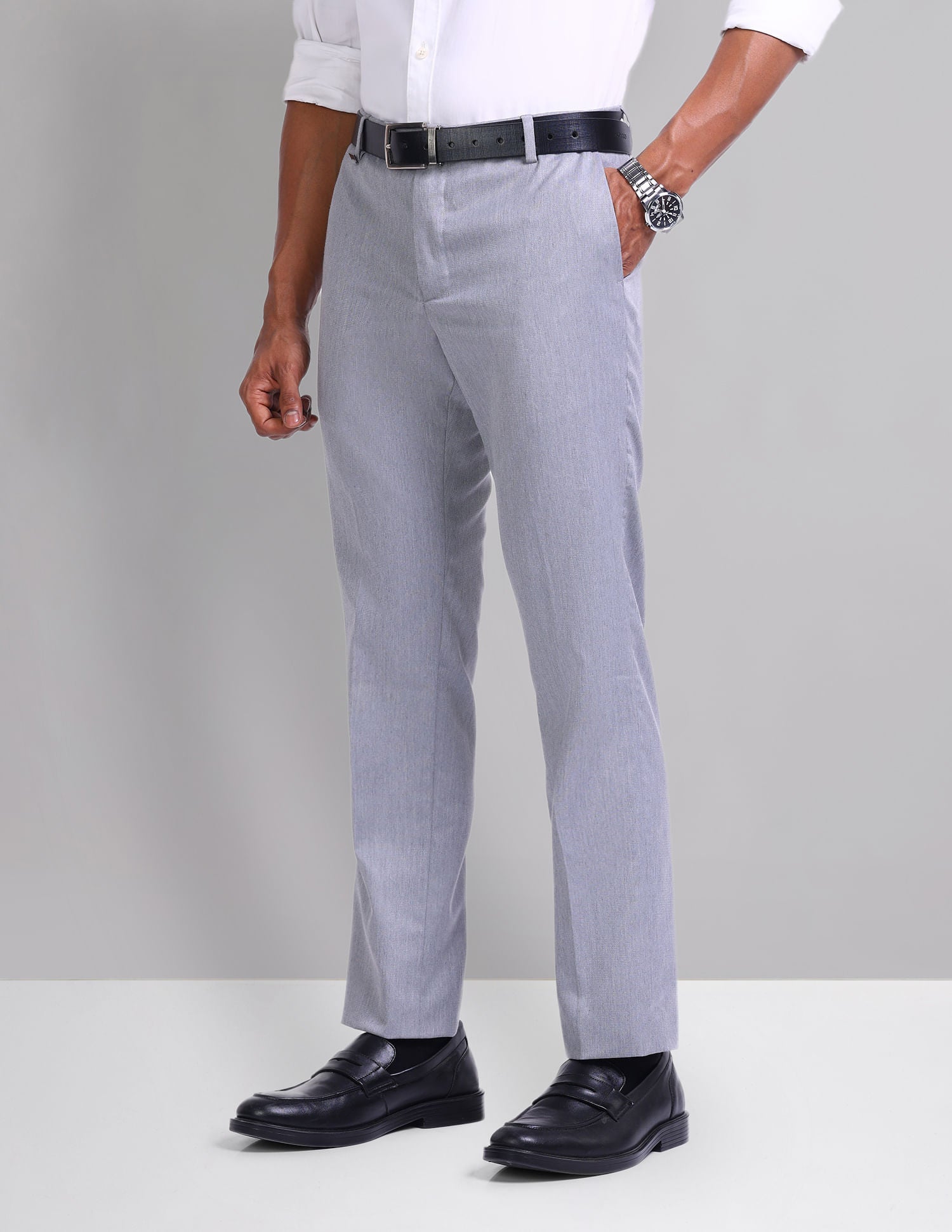 Polished Look Smart Flex Textured Trousers