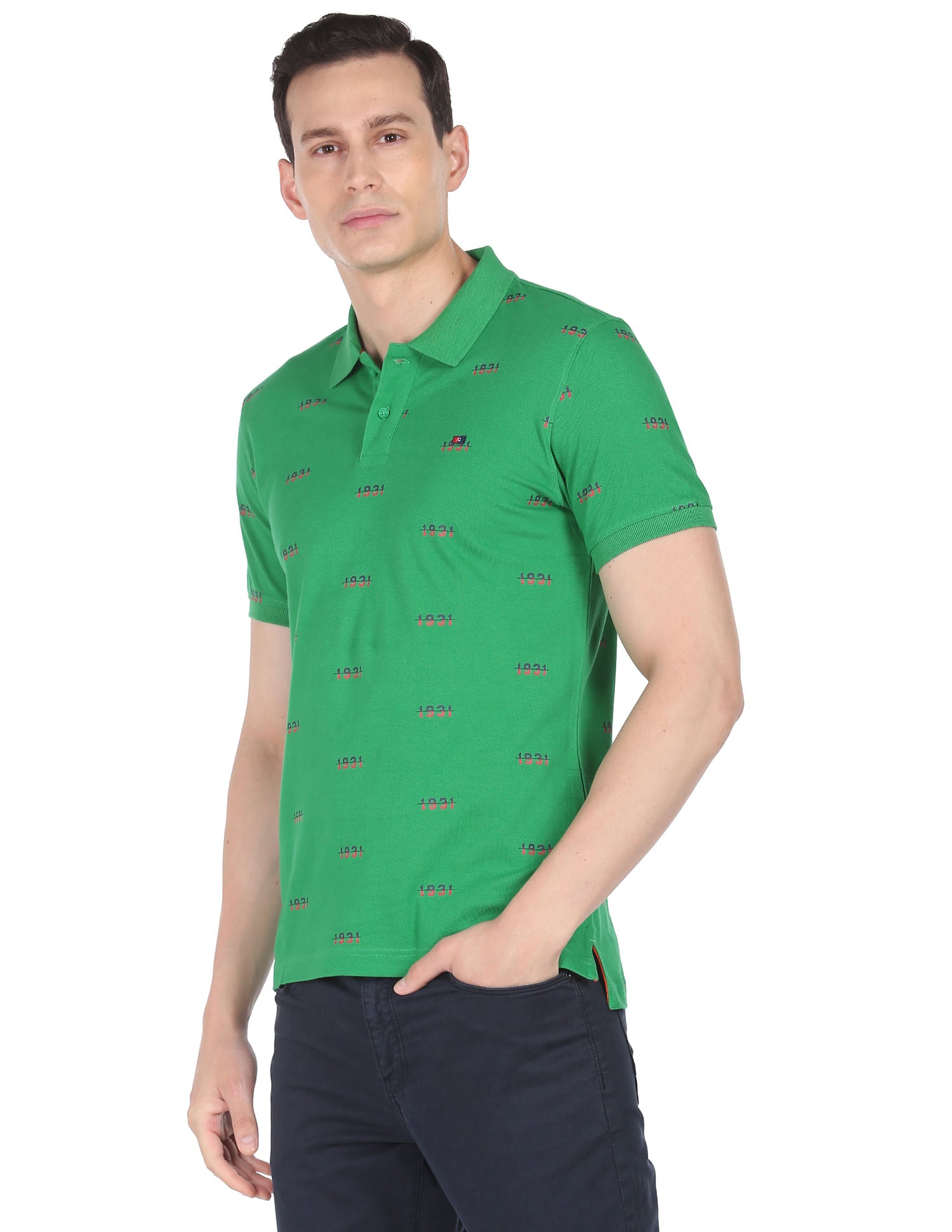 Urban Cool Typography Print Cotton Polo Shirt