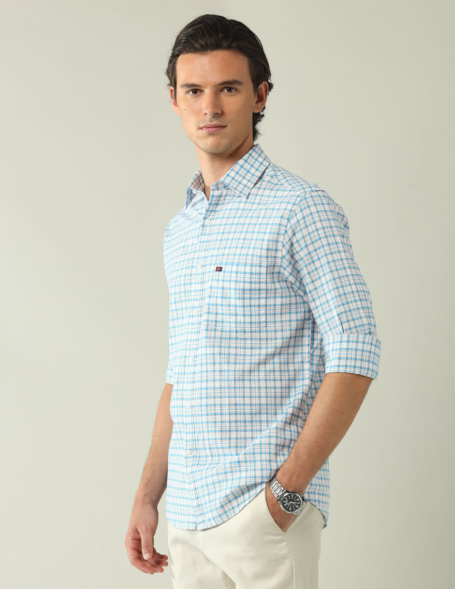 City Chronicles Modern Slim Fit Tartan Checked Shirt