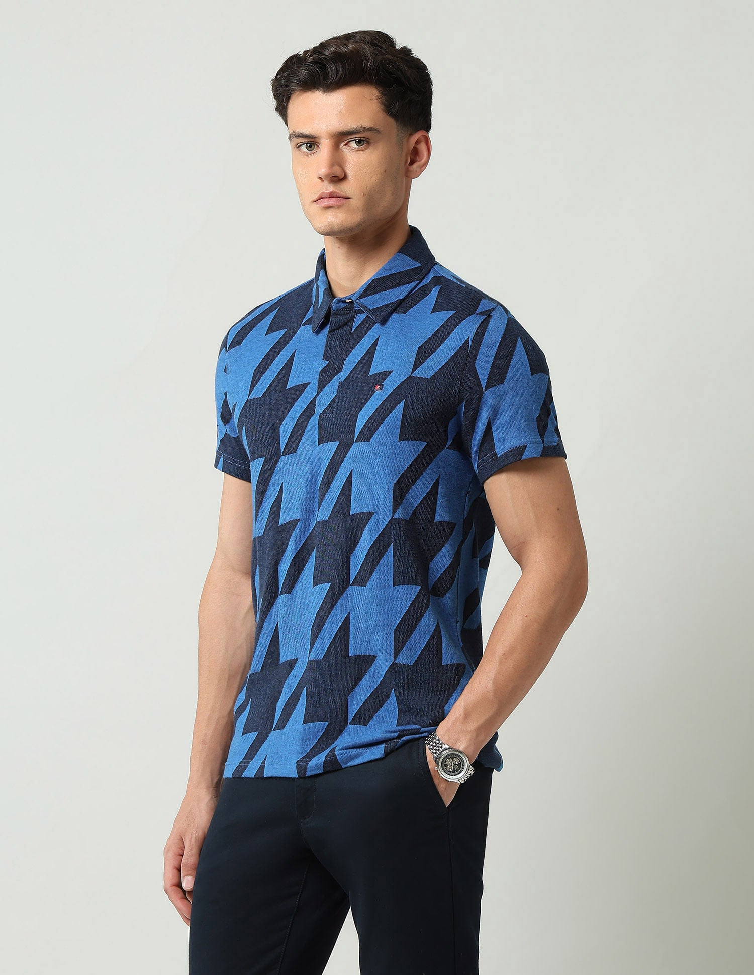 Style Edit Geometric Printed Slim Fit Polo Shirt