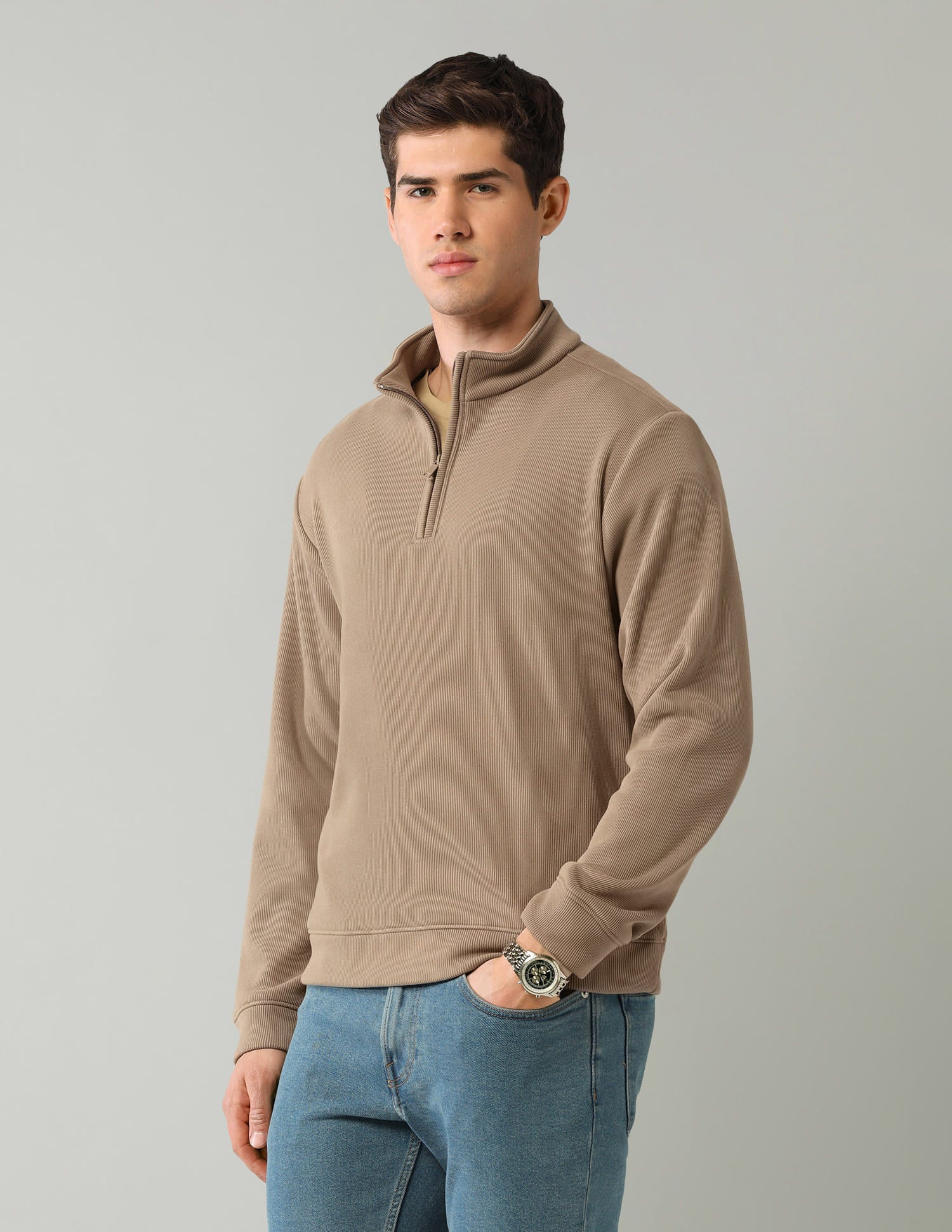 Textured Regular Fit Sweatshirt