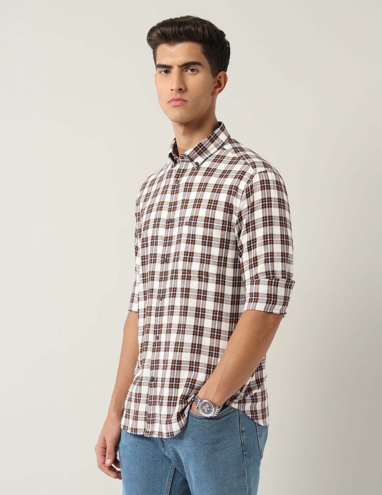 City Chronicles Modern Slim Fit Tartan Checked Shirt