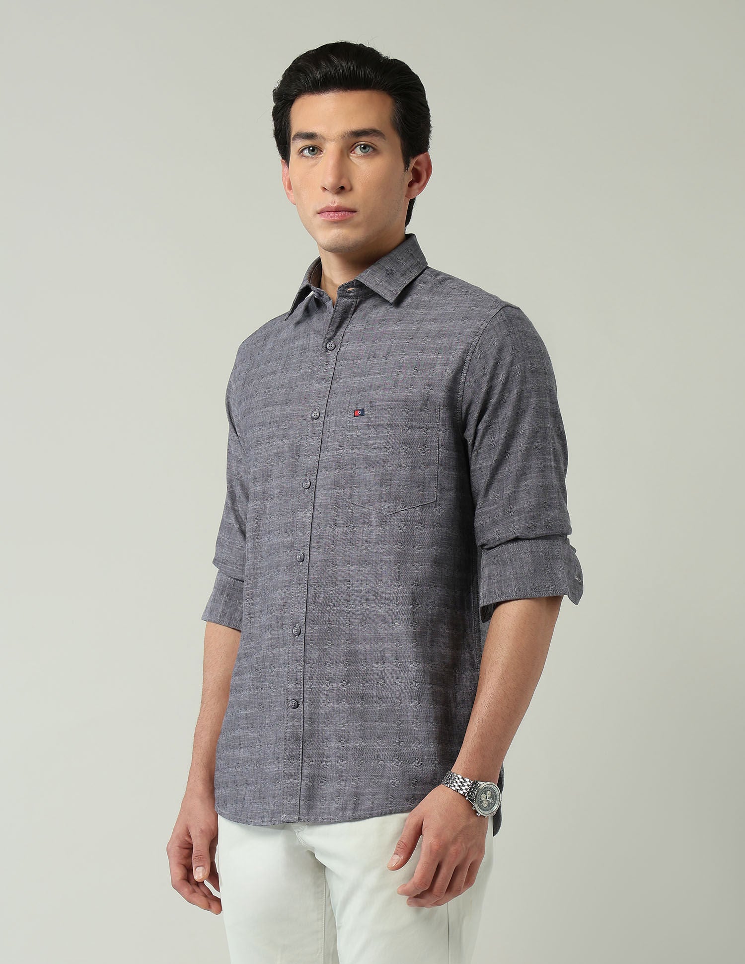 Corporate Ready Modern Slim Fit Self-Design Shirt