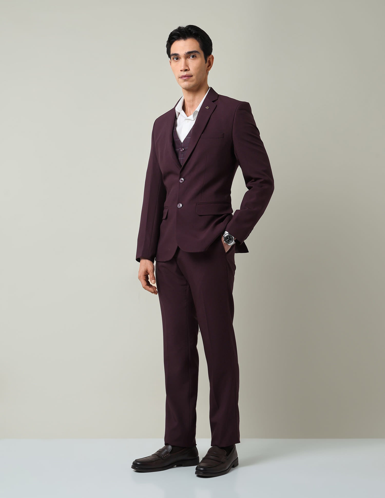 Style Elevated Solid Regular Fit Suit