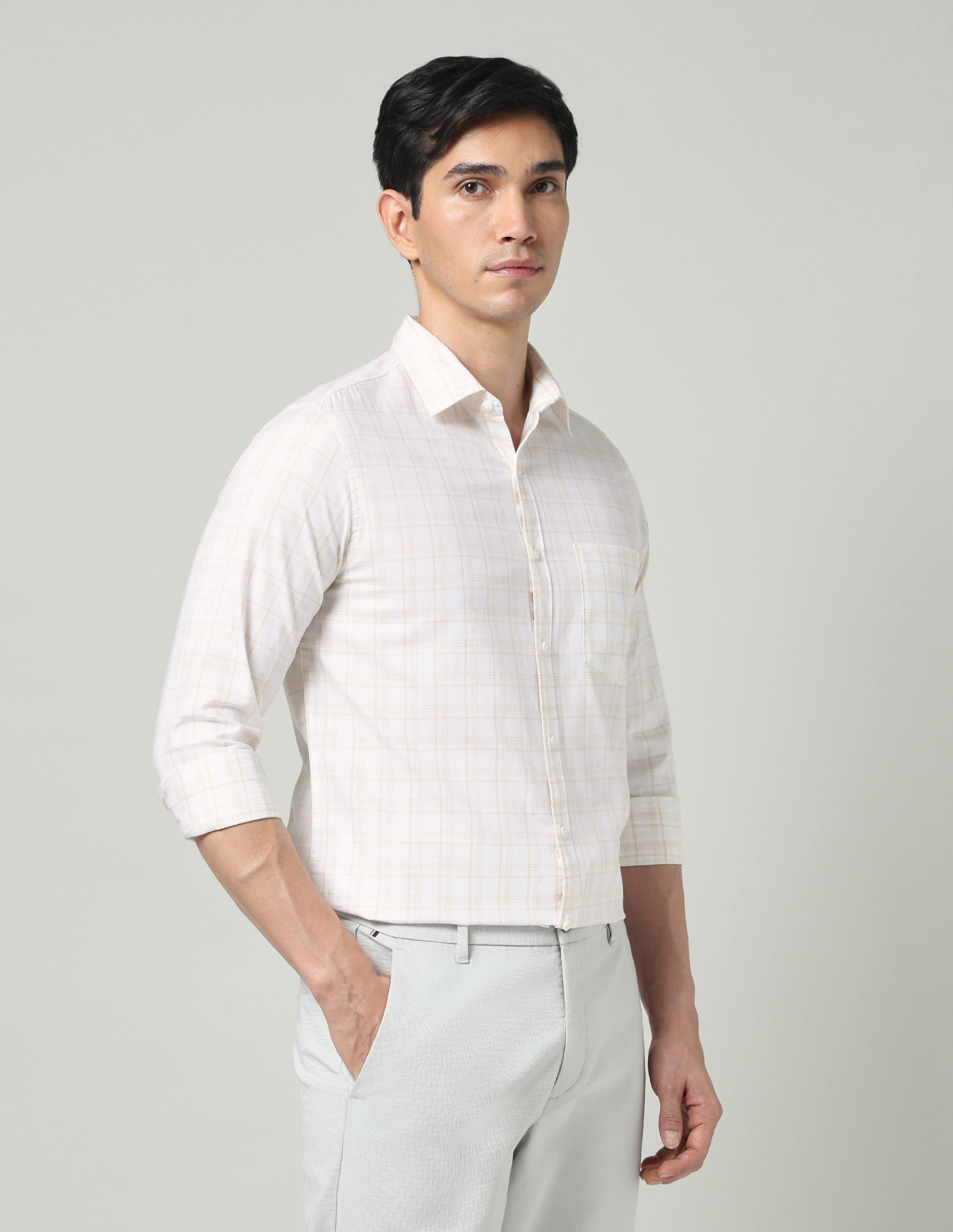 Contemporary Windowpane Checked Slim Fit Shirt