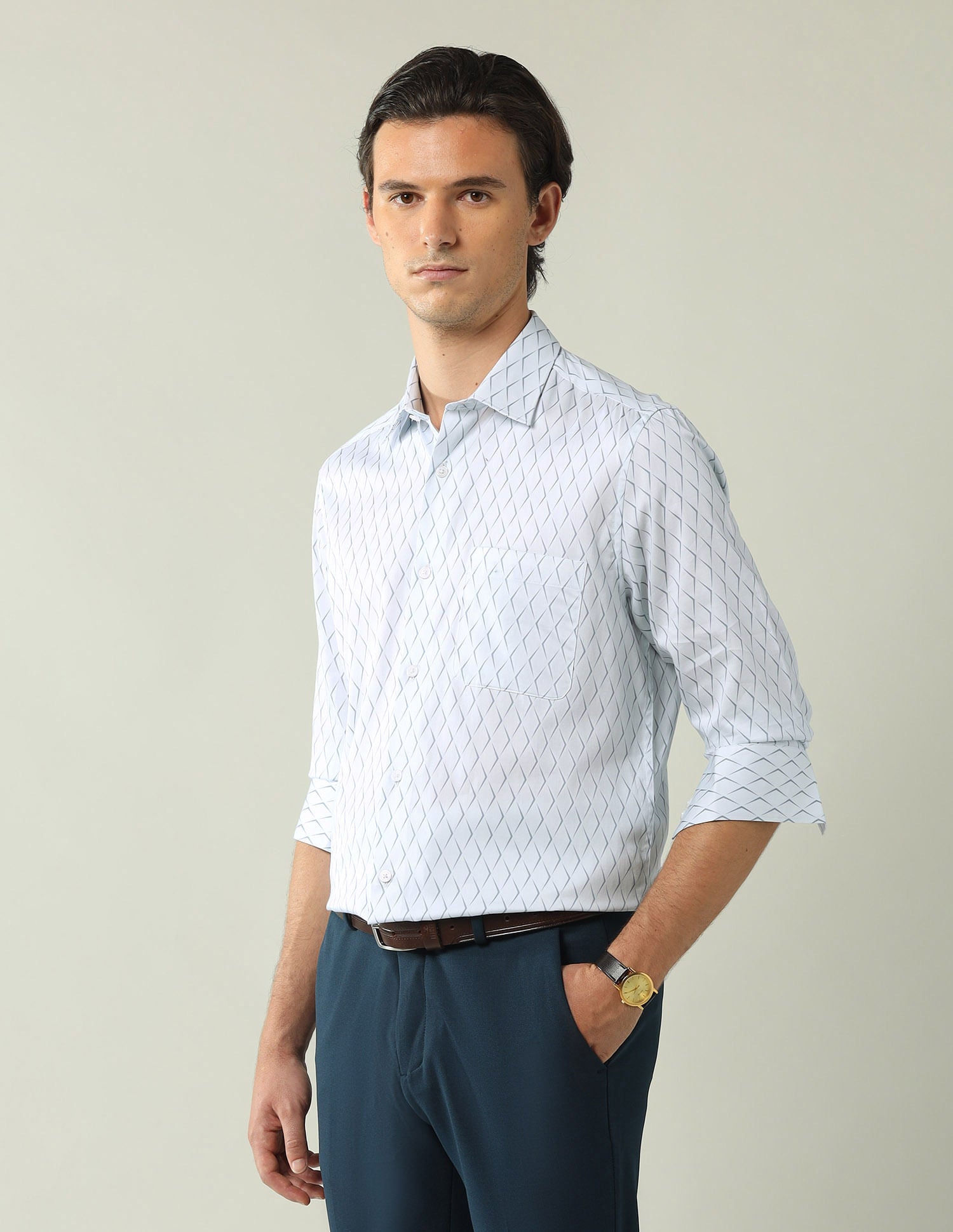 Wardrobe-Coded Regular Fit Vertical Striped Shirt