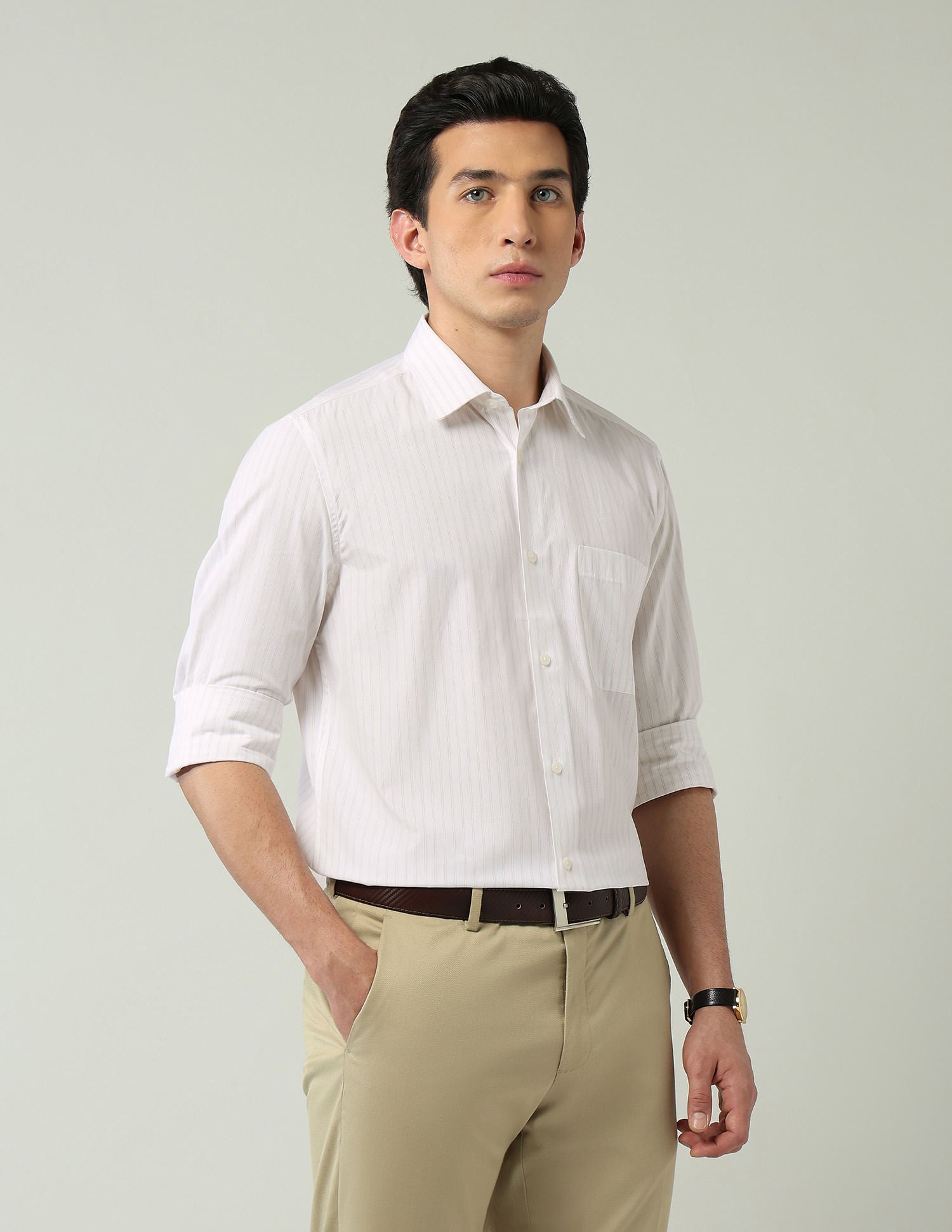 Wardrobe-Coded Regular Fit Vertical Striped Shirt