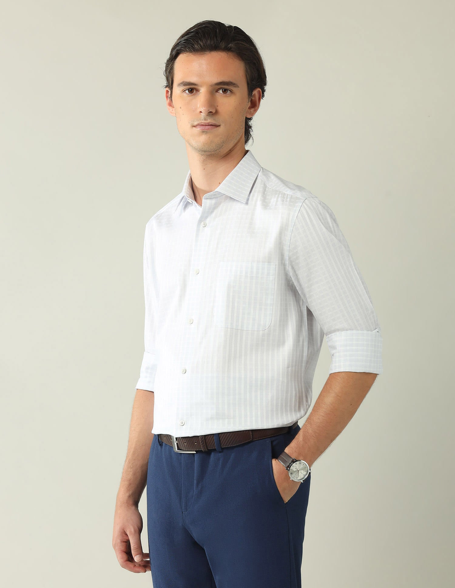 Wardrobe-Coded Regular Fit Vertical Striped Shirt