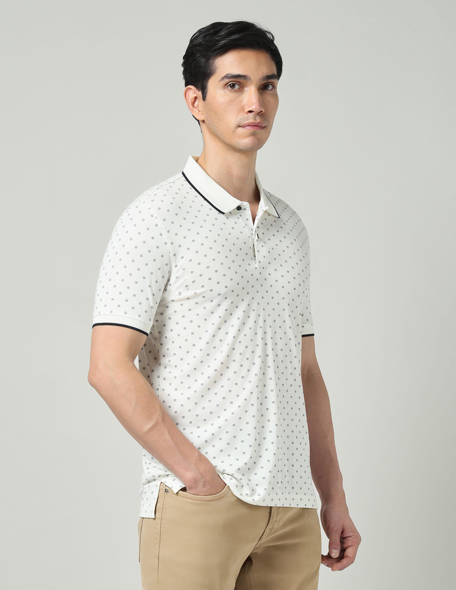 Vintage Cool Geometric Print Slim Fit Polo Shirt