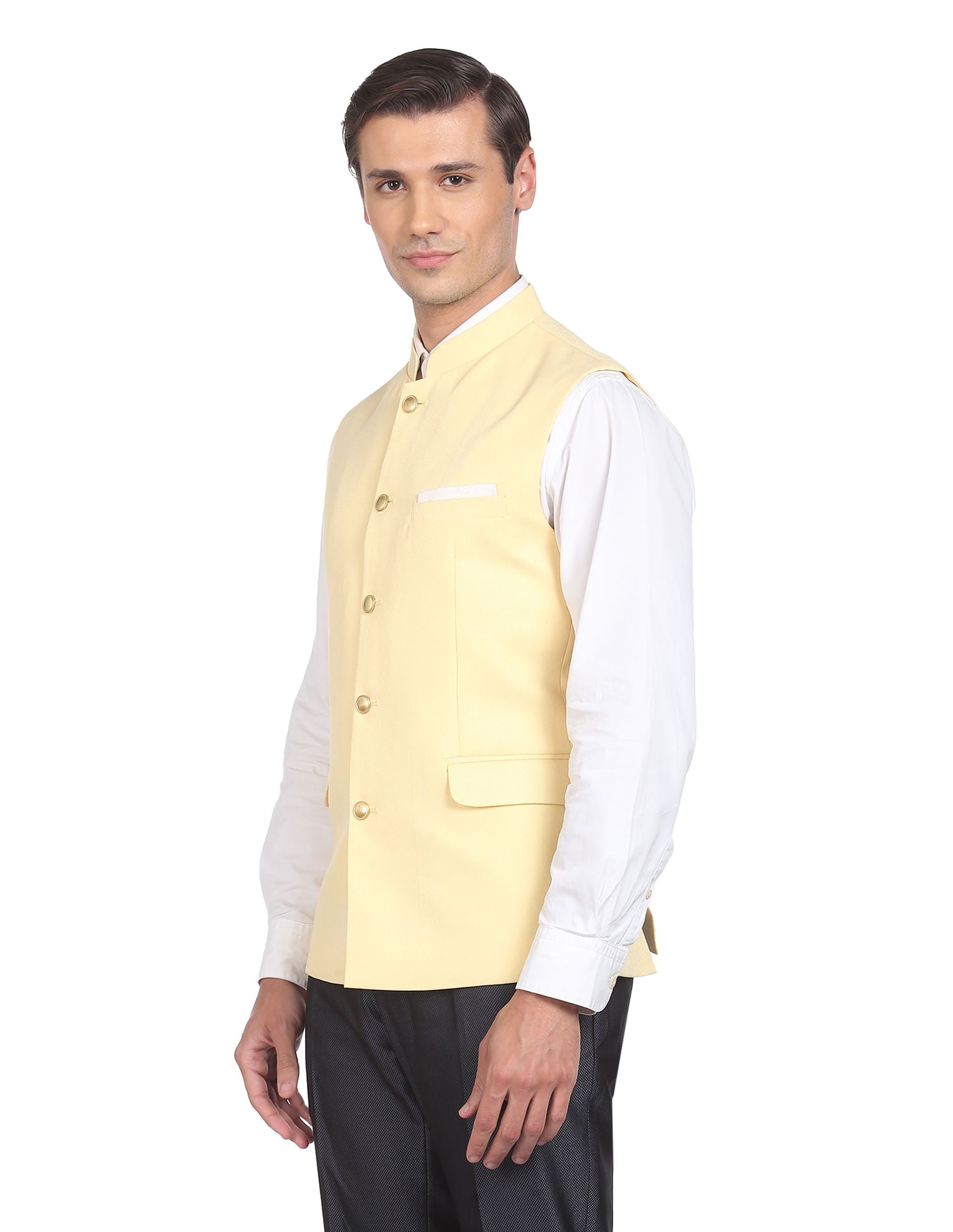 Fashion-Edged Textured Tailored Regular Fit Nehru Jacket