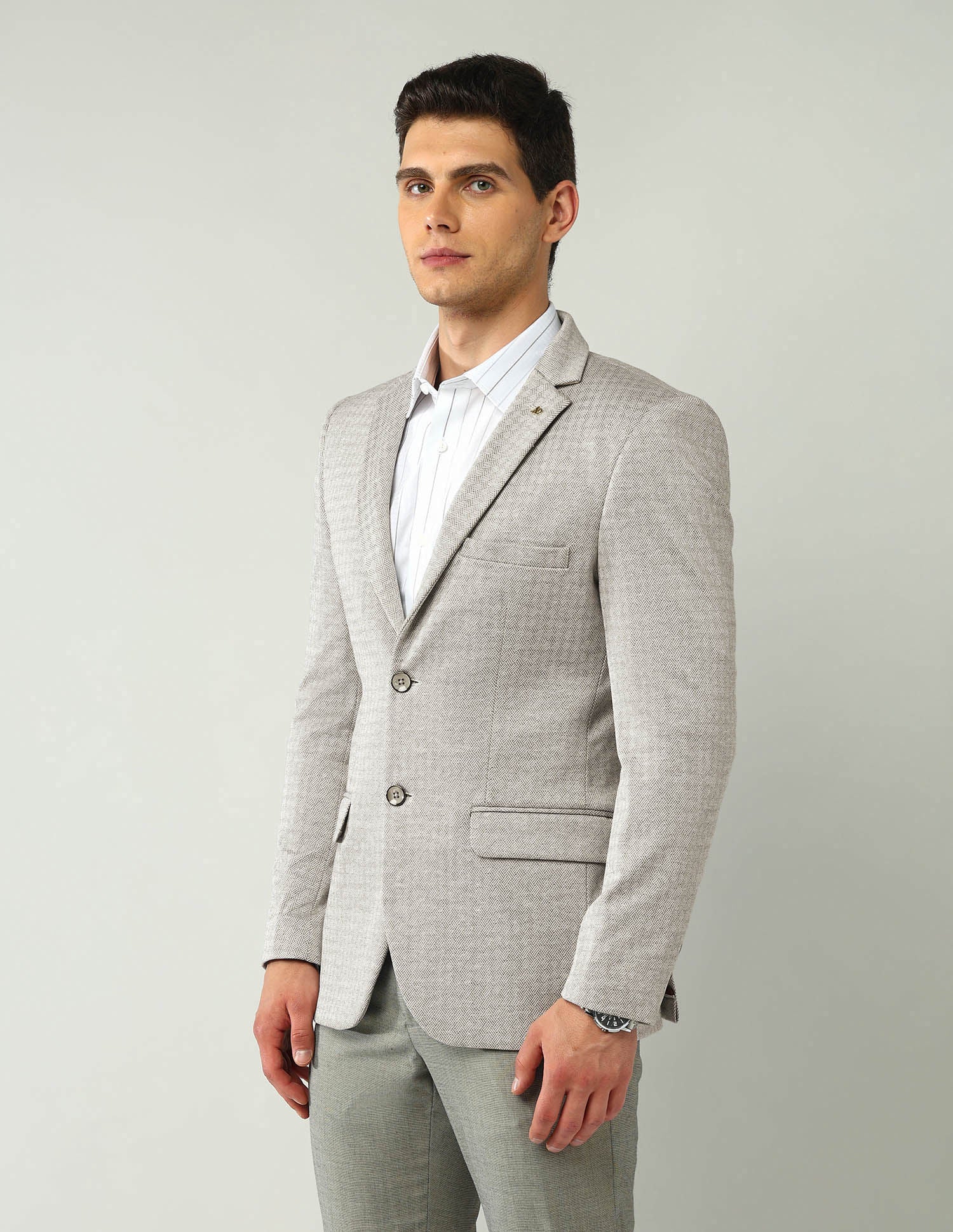 Office-Powered Tailored Fit Textured Blazer