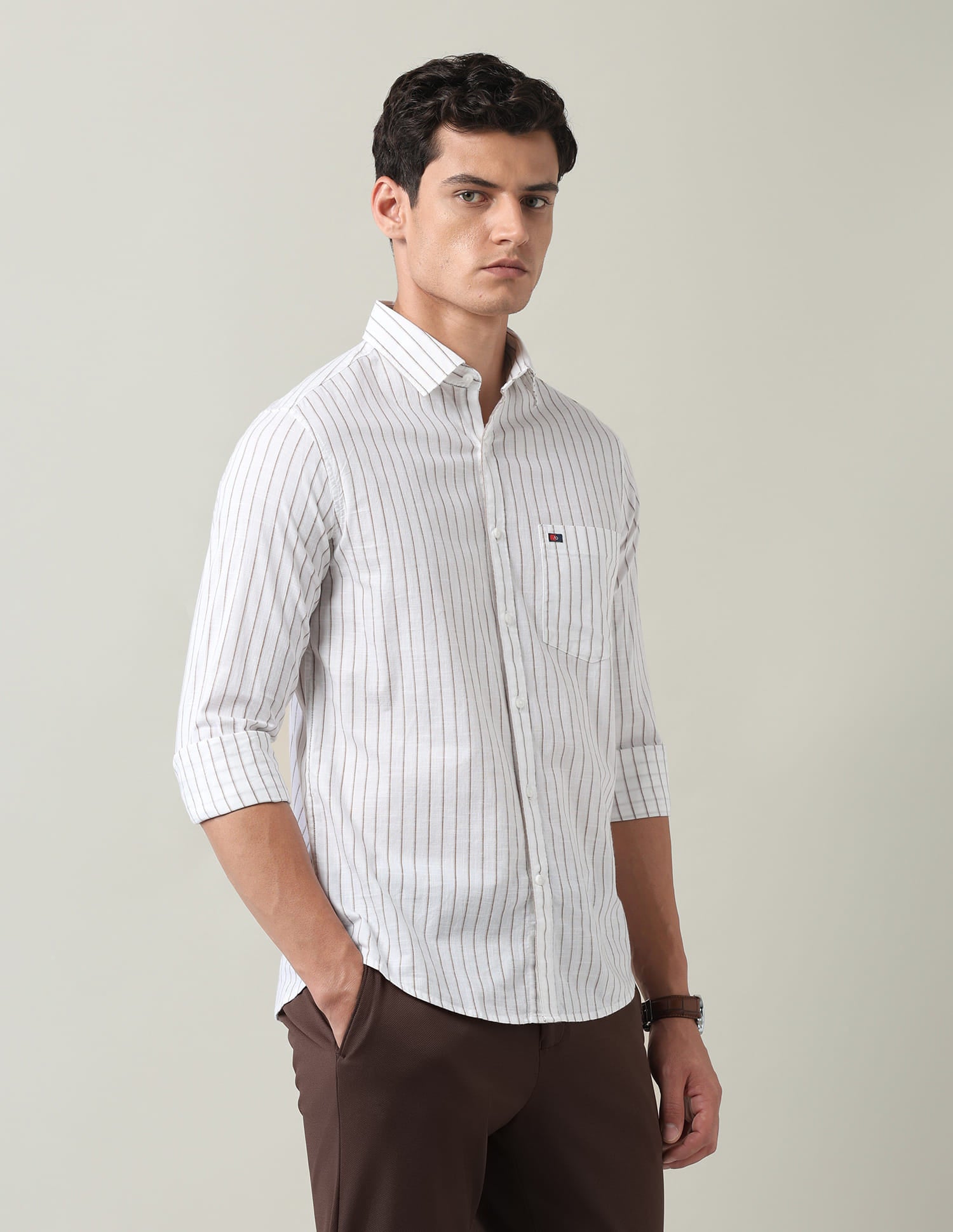 Classic Vertical Striped Slim Fit Shirt