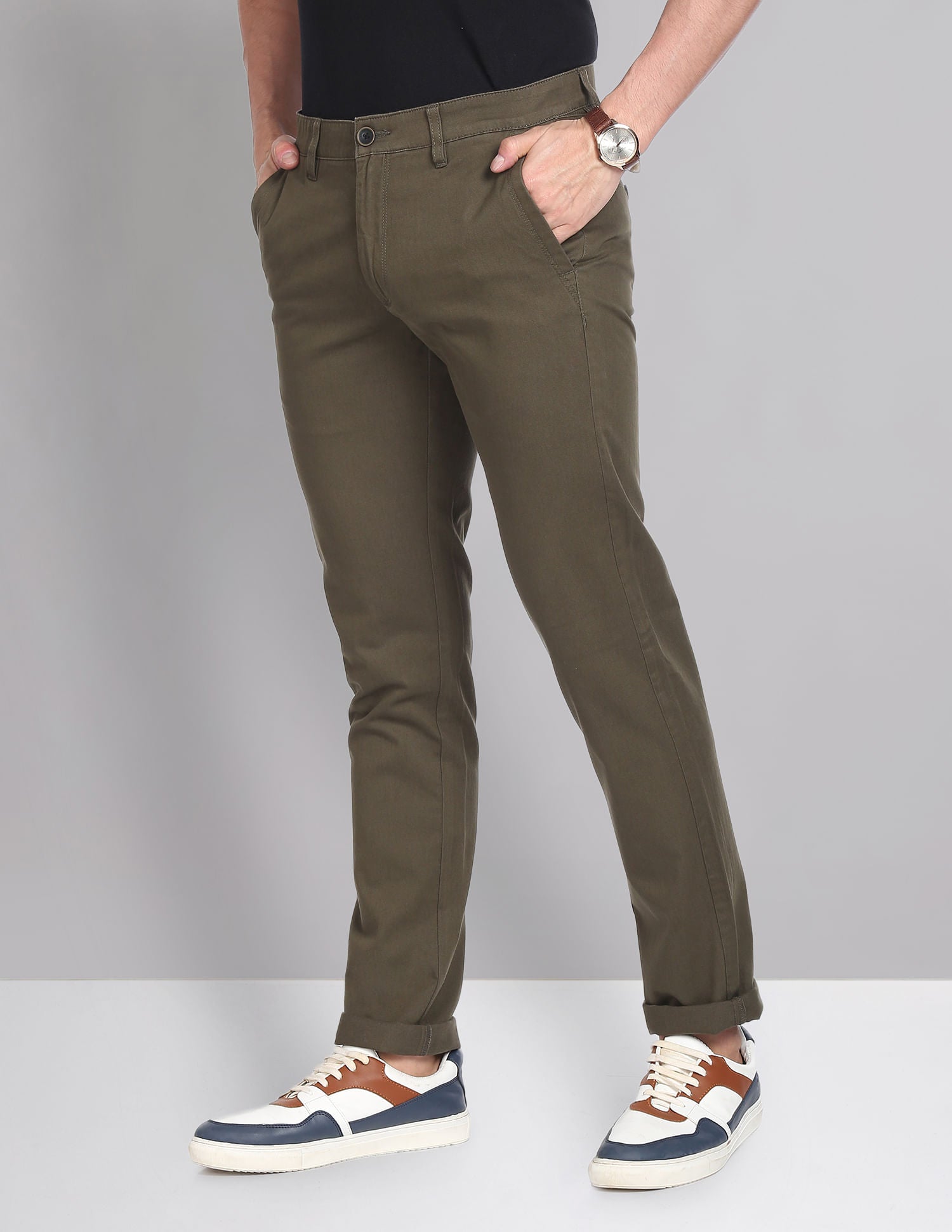 Adventure Pulse Modern Slim Fit Smart Waist Solid Chinos