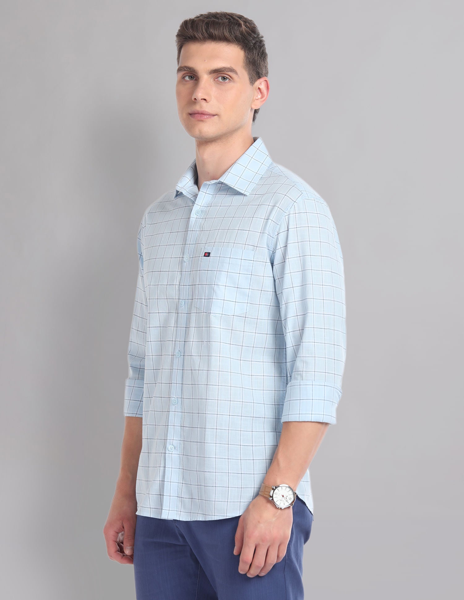 Modern-Edged Tartan Check Cotton Summer Shirt