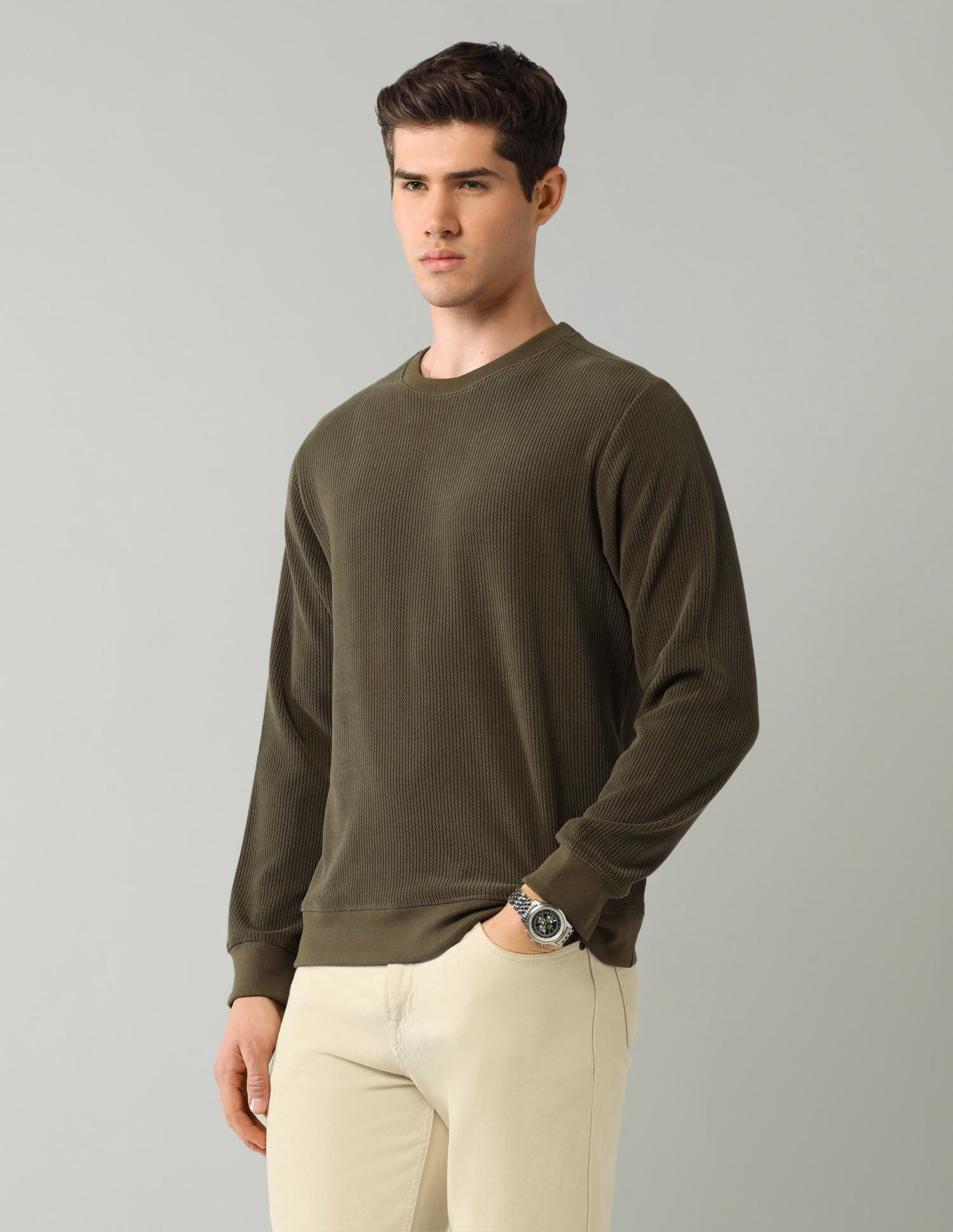 Textured Regular Fit Sweatshirt