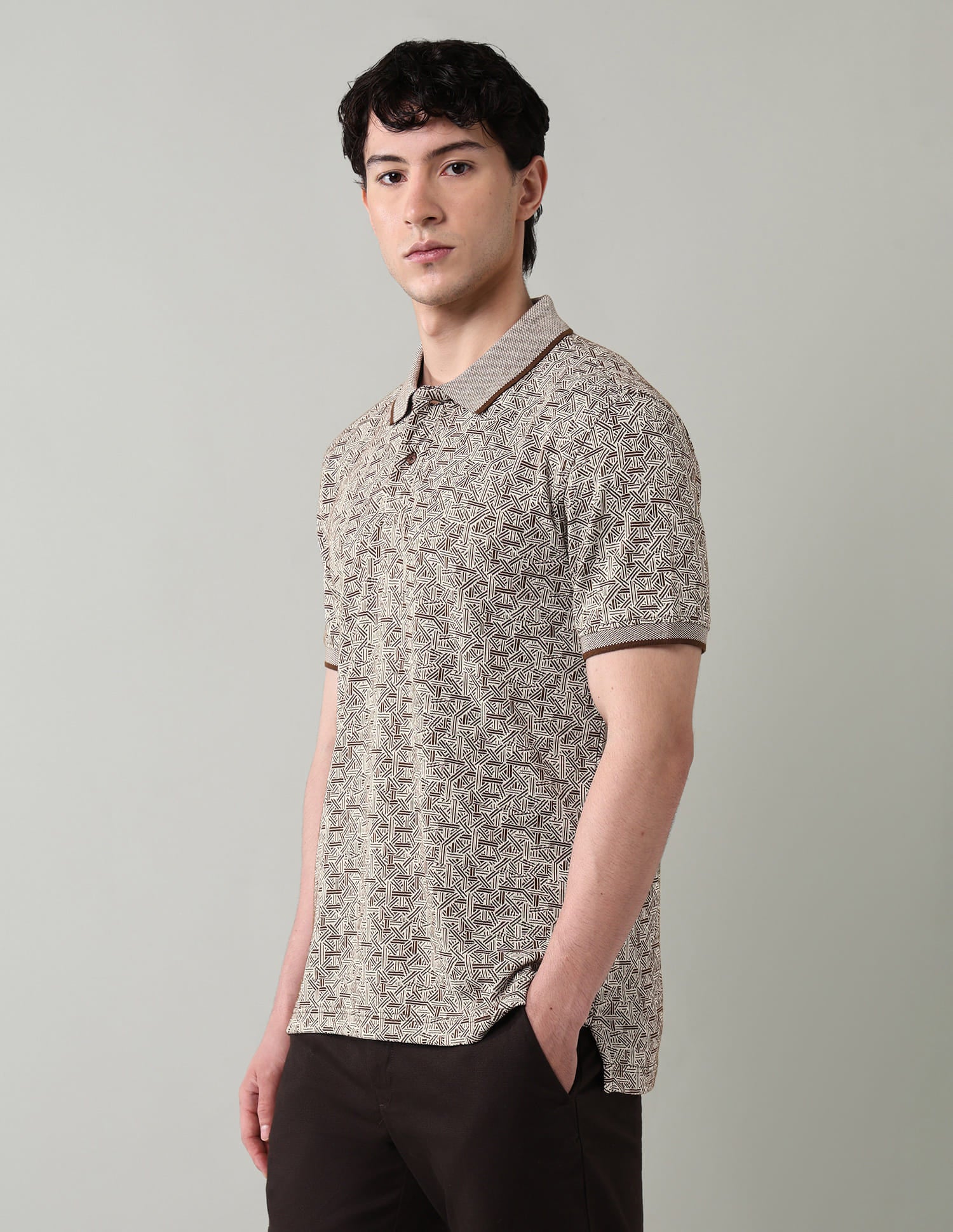 Geometric Printed Slim Fit Polo Shirt