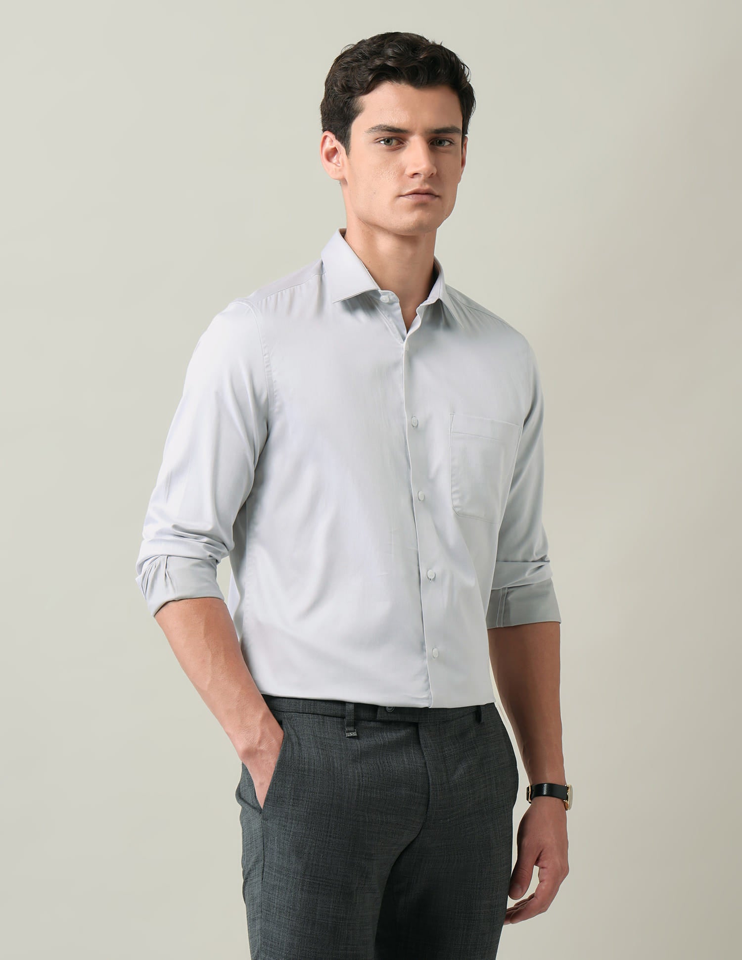 Solid Regular Fit Satin Shirt