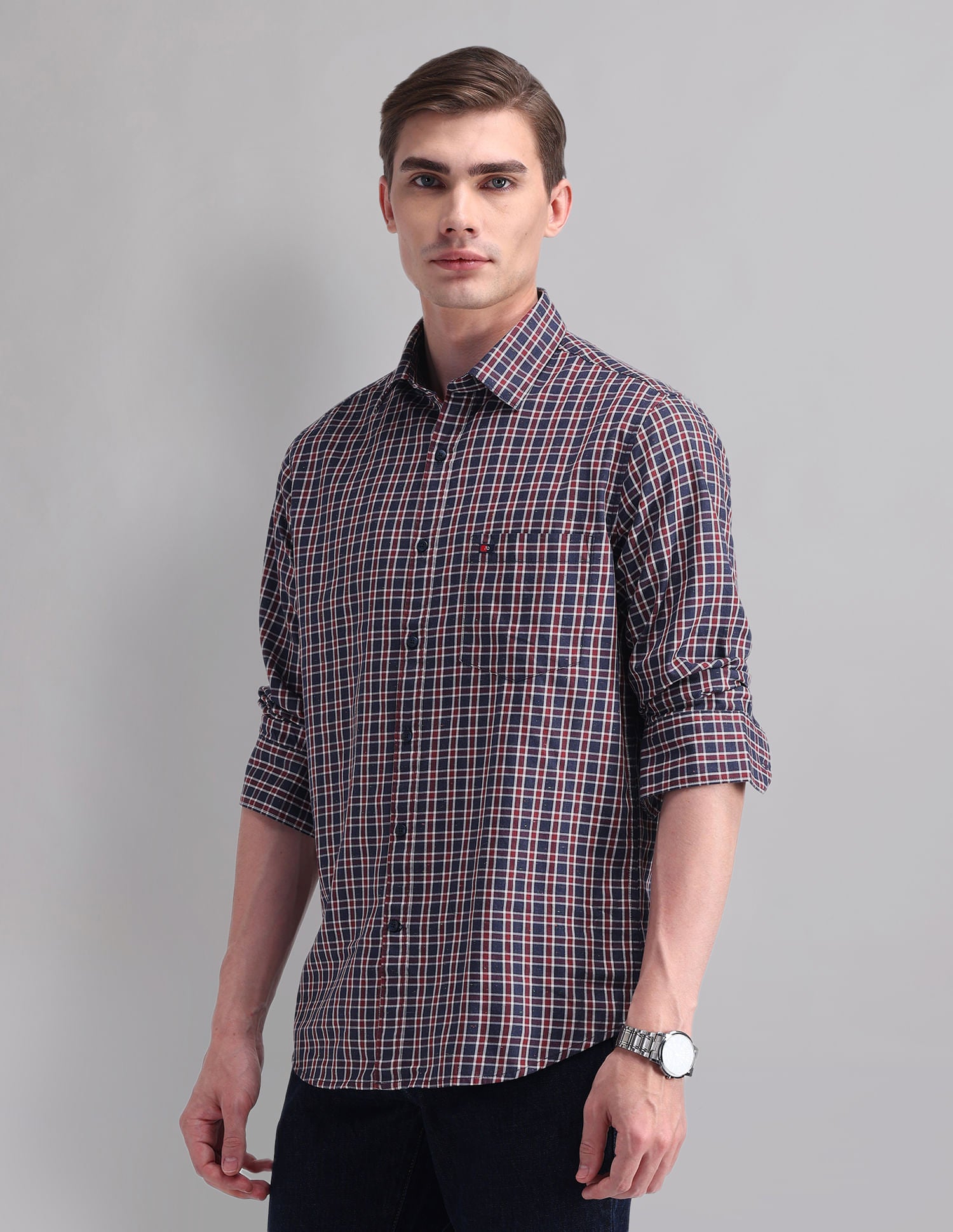 Corporate Sharp Modern Slim Fit Checked Shirt