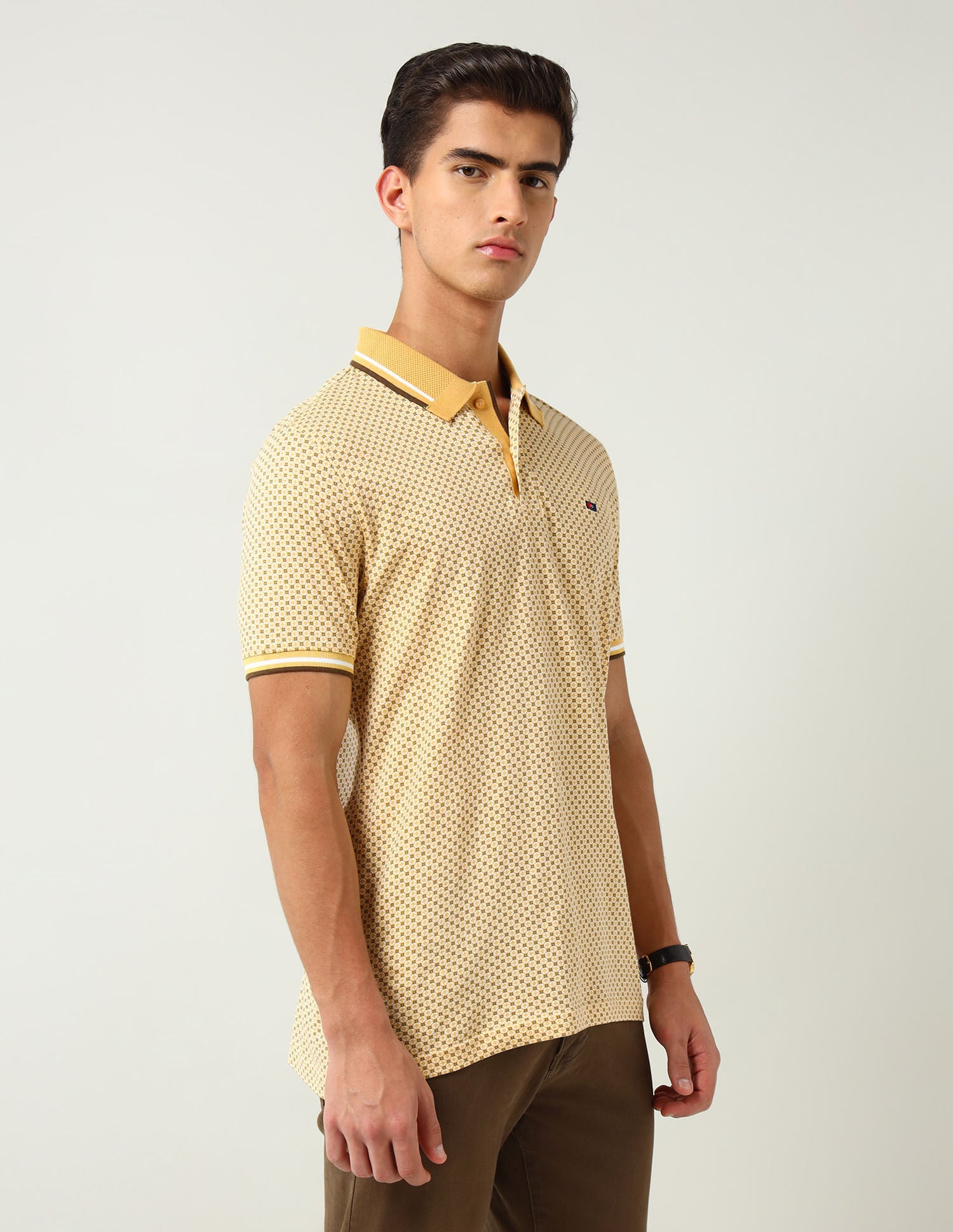 City Adventure Modern Slim Fit Geometric Printed Polo Shirt