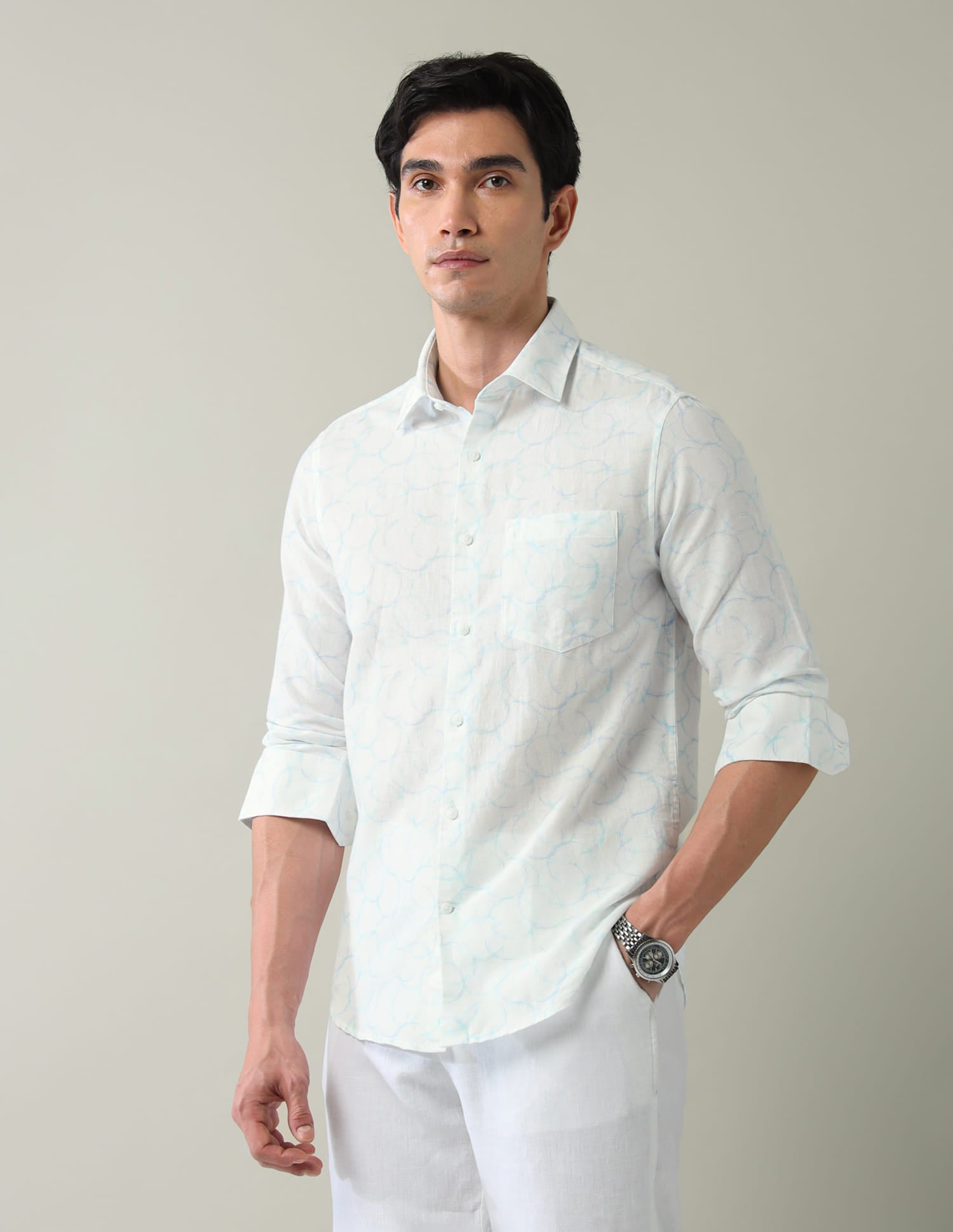 Sophisticated Geometric Print Slim Fit Shirt