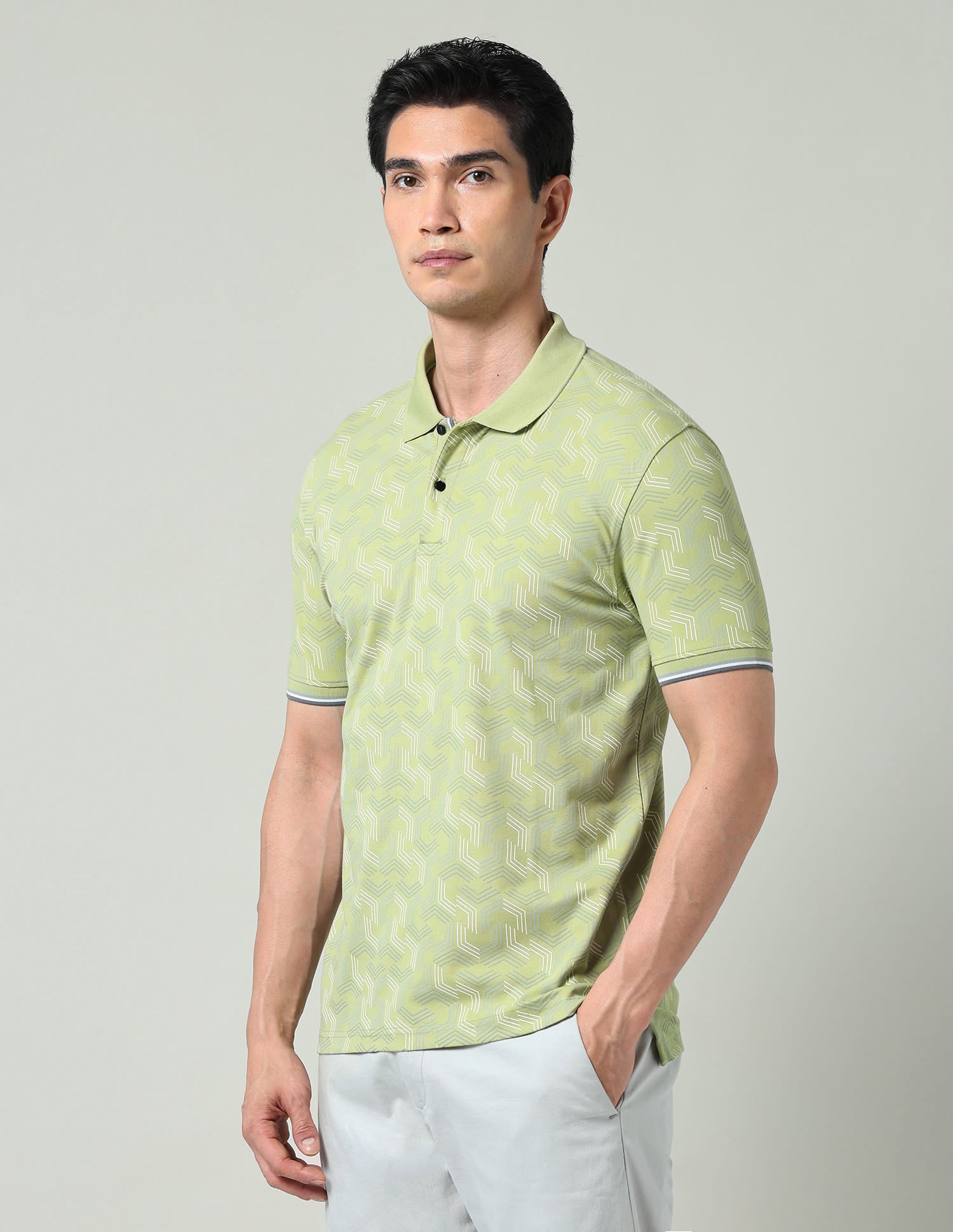 Vintage Cool Geometric Print Slim Fit Polo Shirt