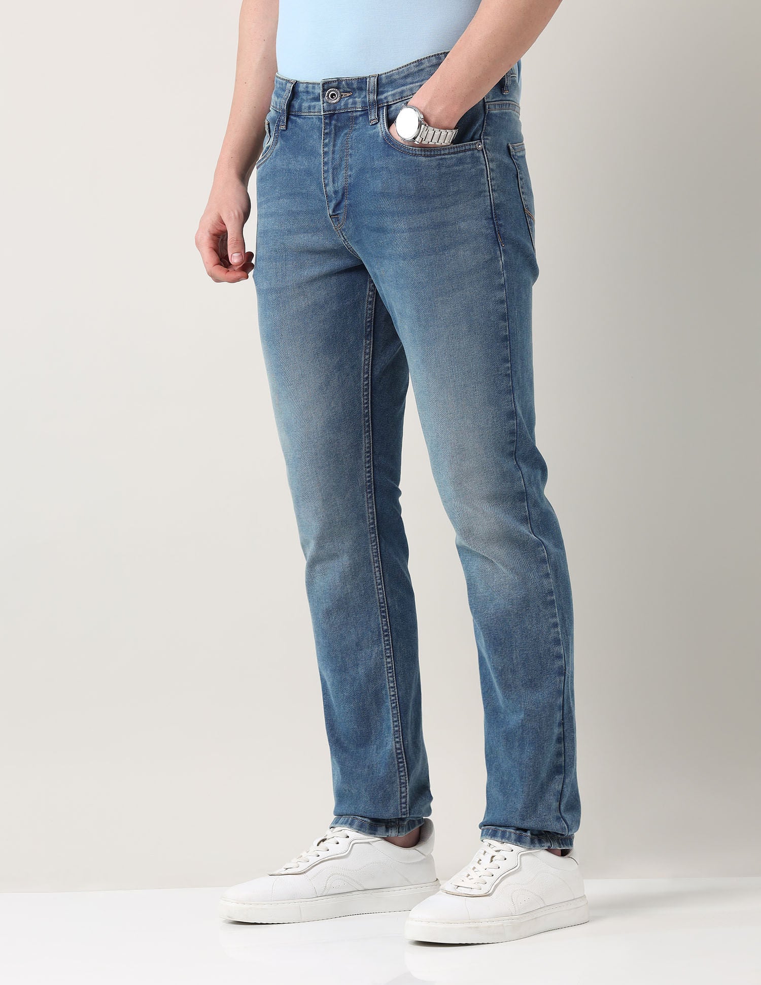 Easy-on slim Fit Mid Rise Jeans
