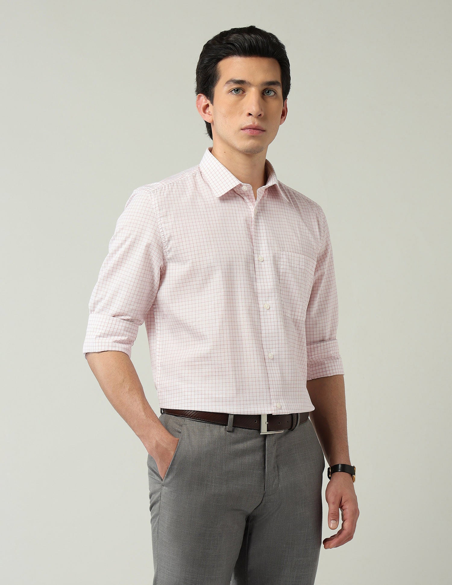 Old-School Regular Fit Grid Tattersall Checked Shirt