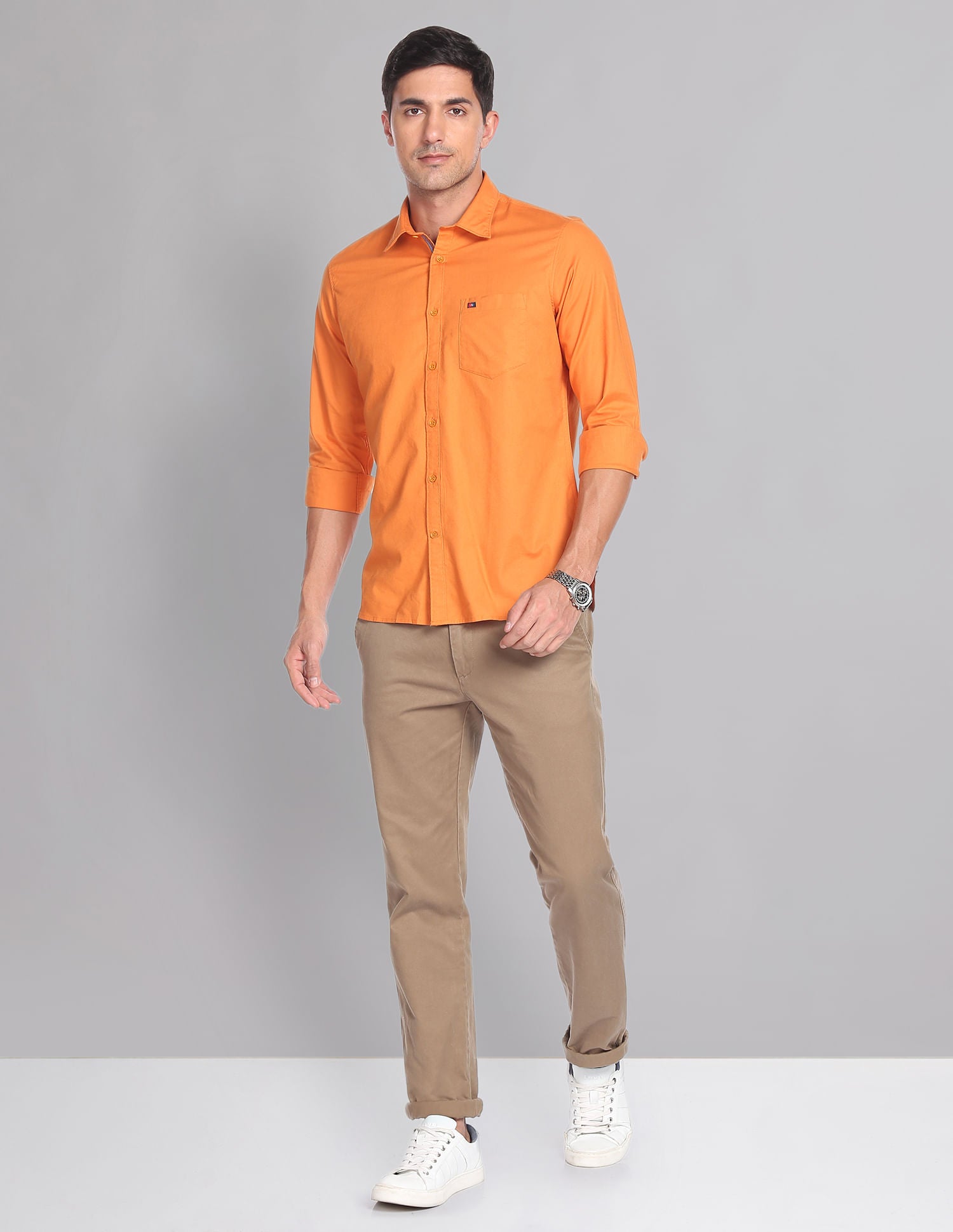Classic Slim Fit Soladel UV Stretch Oxford Casual Shirt