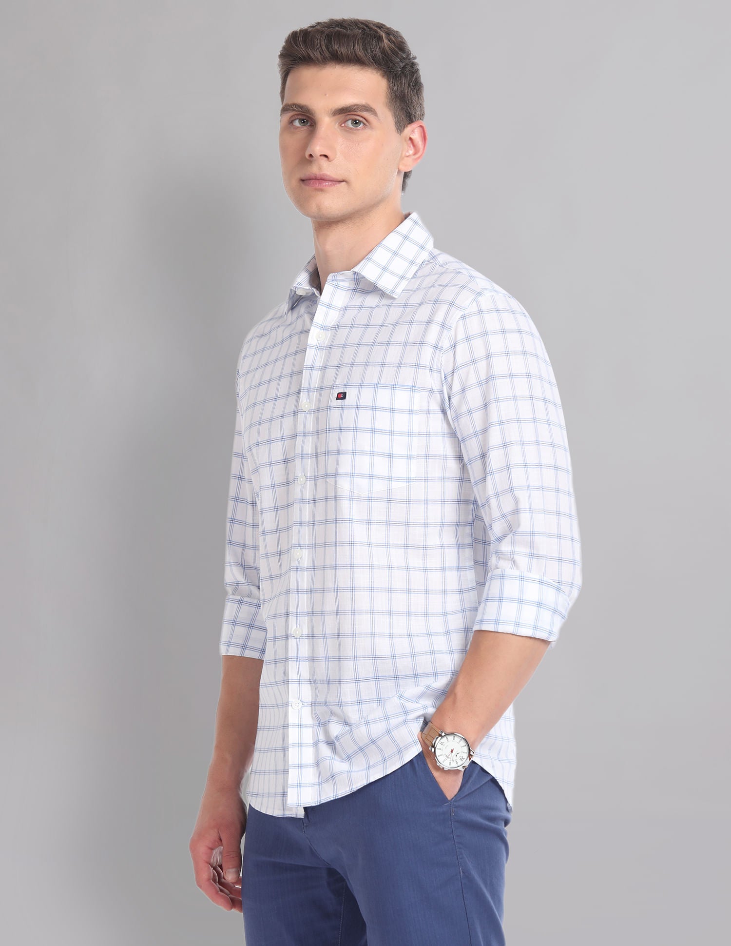 Modern-Edged Tartan Check Cotton Summer Shirt