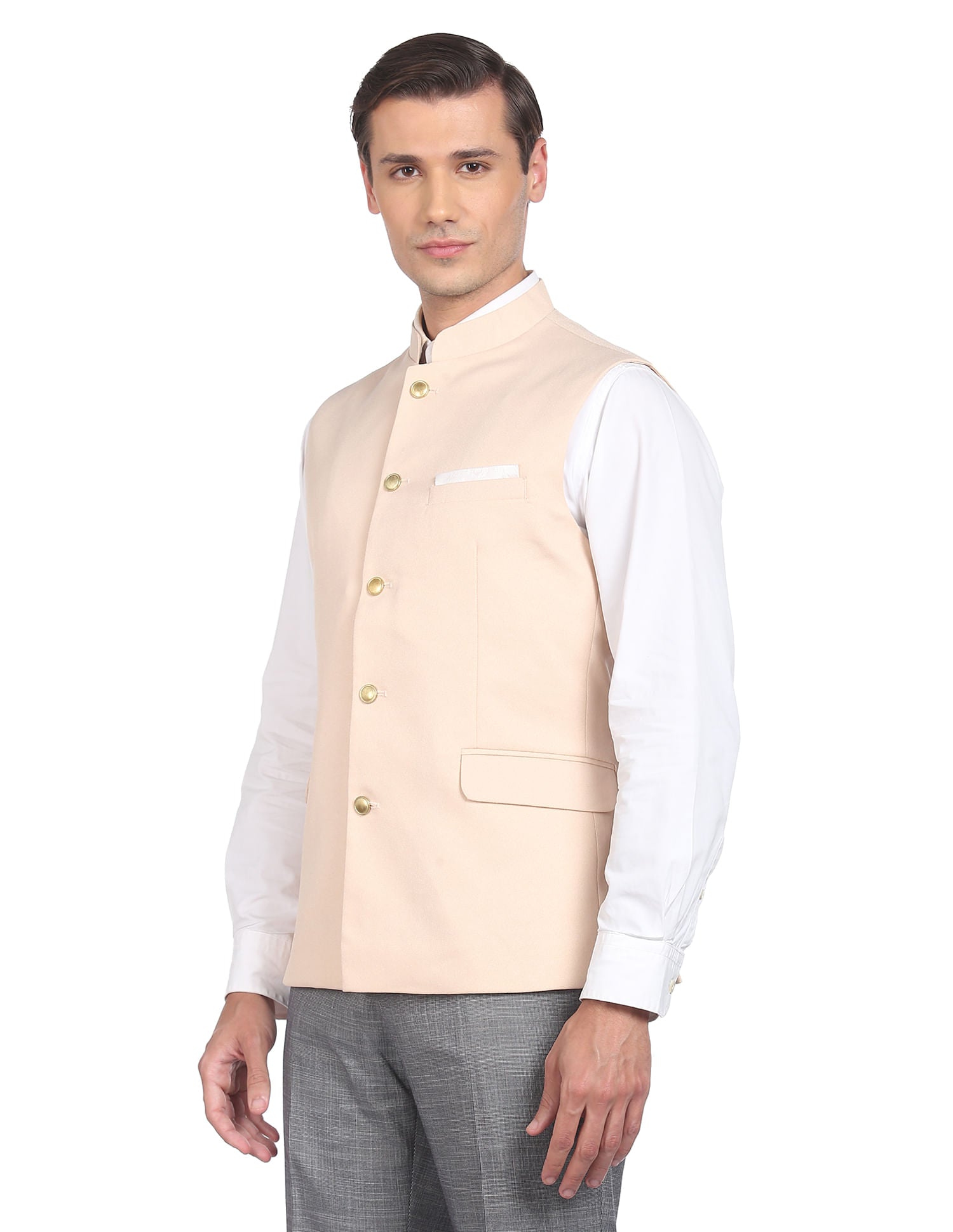 Fashion-Edged Textured Tailored Regular Fit Nehru Jacket
