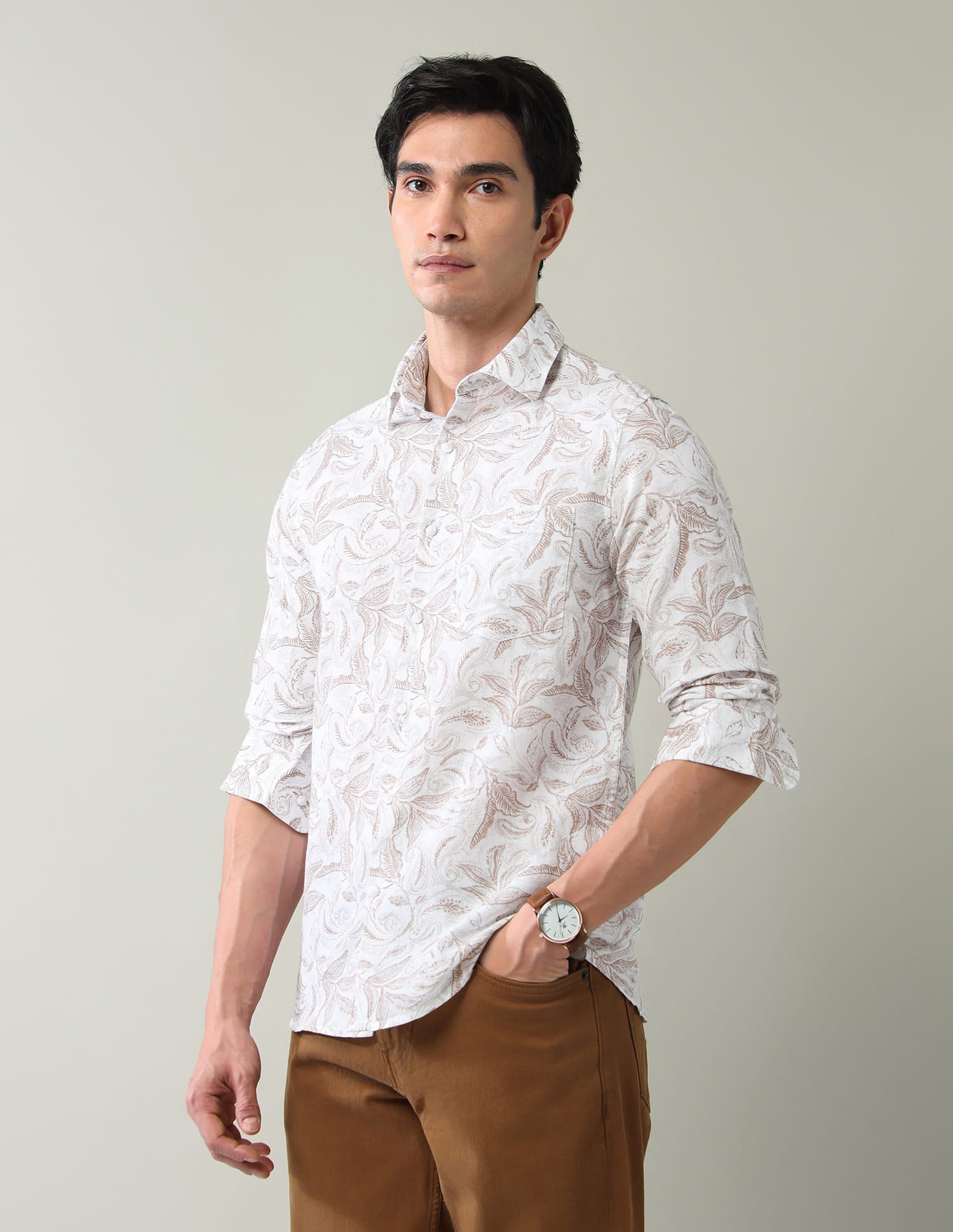 Regular Solid Twill Slim Fit Shirt