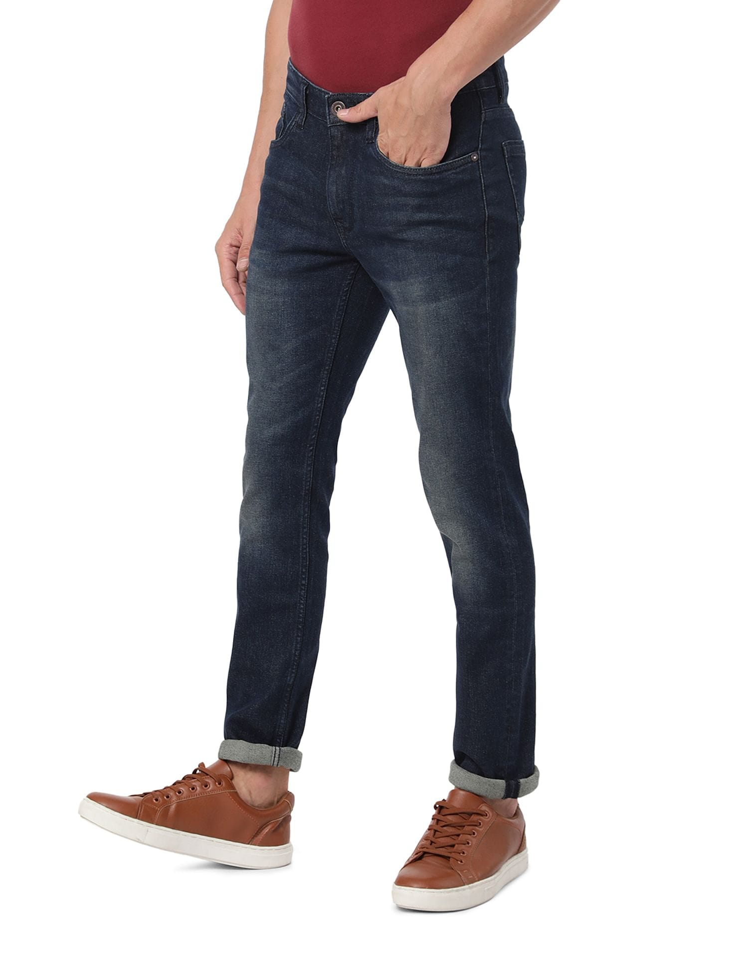 Slim Fit Mid Rise Jeans