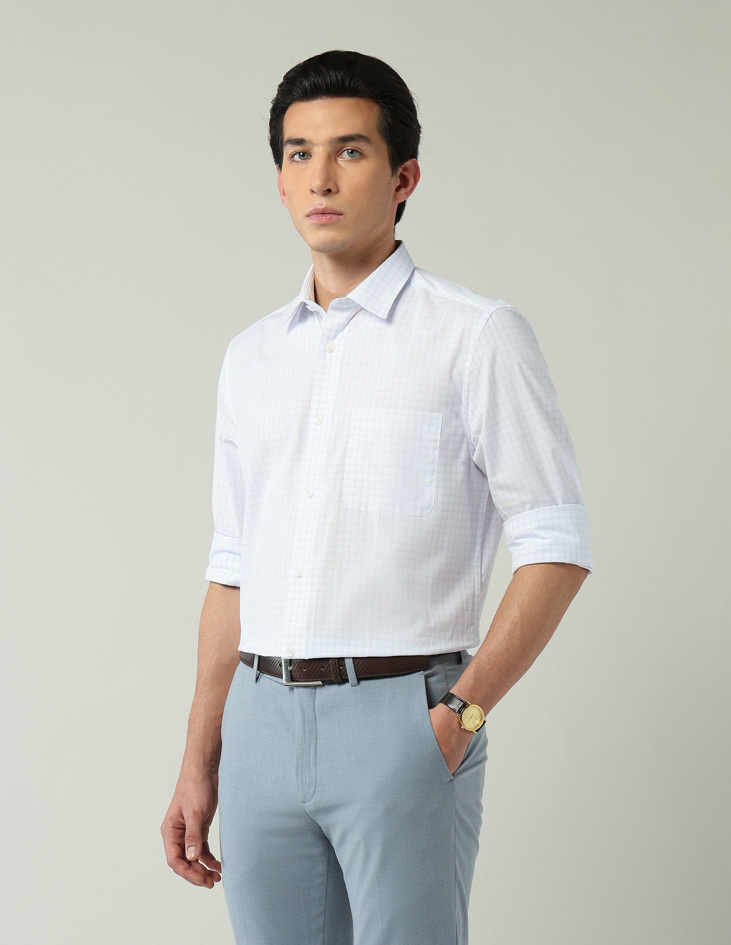 Old-School Regular Fit Grid Tattersall Checked Shirt