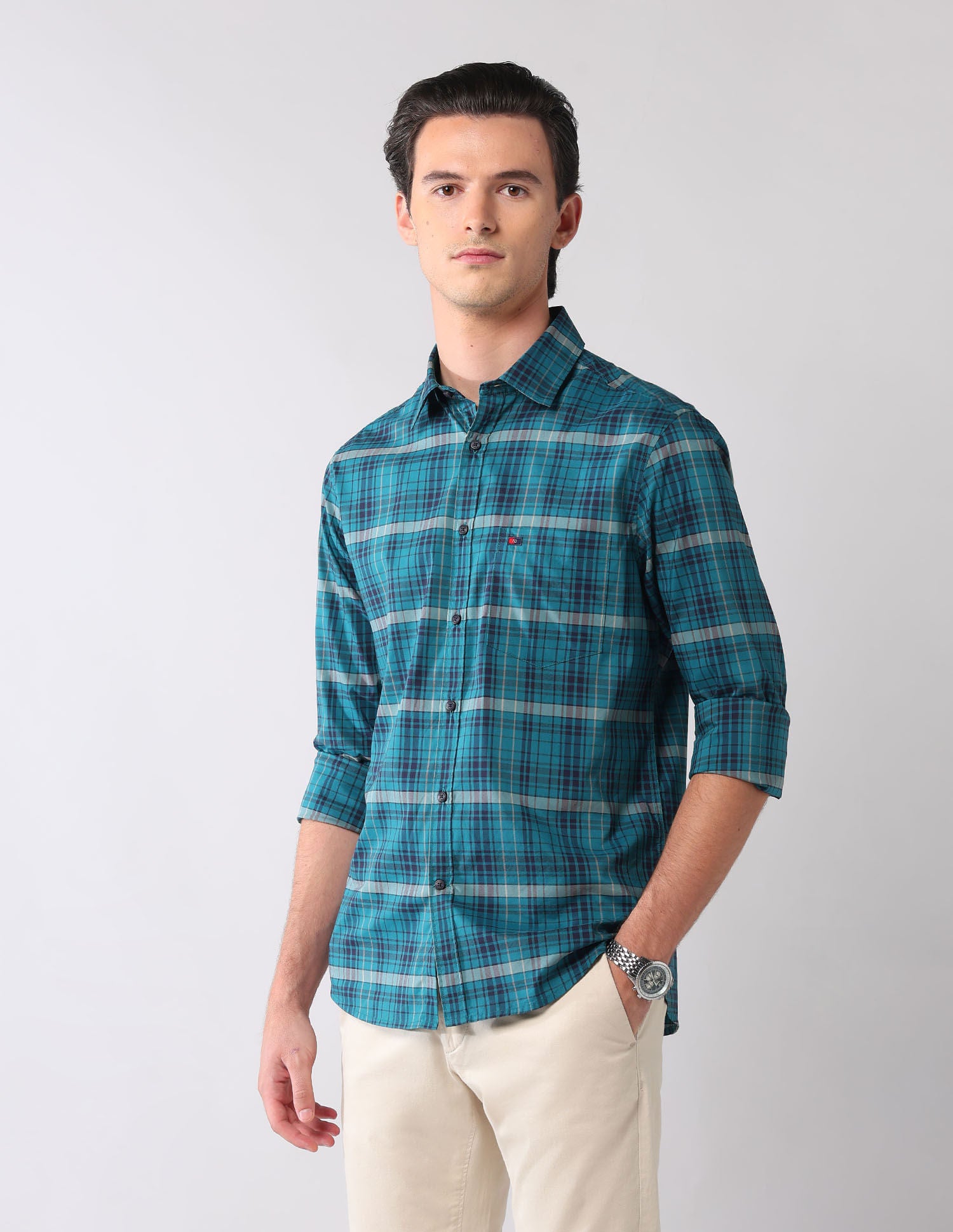 City Chronicles Modern Slim Fit Tartan Checked Shirt