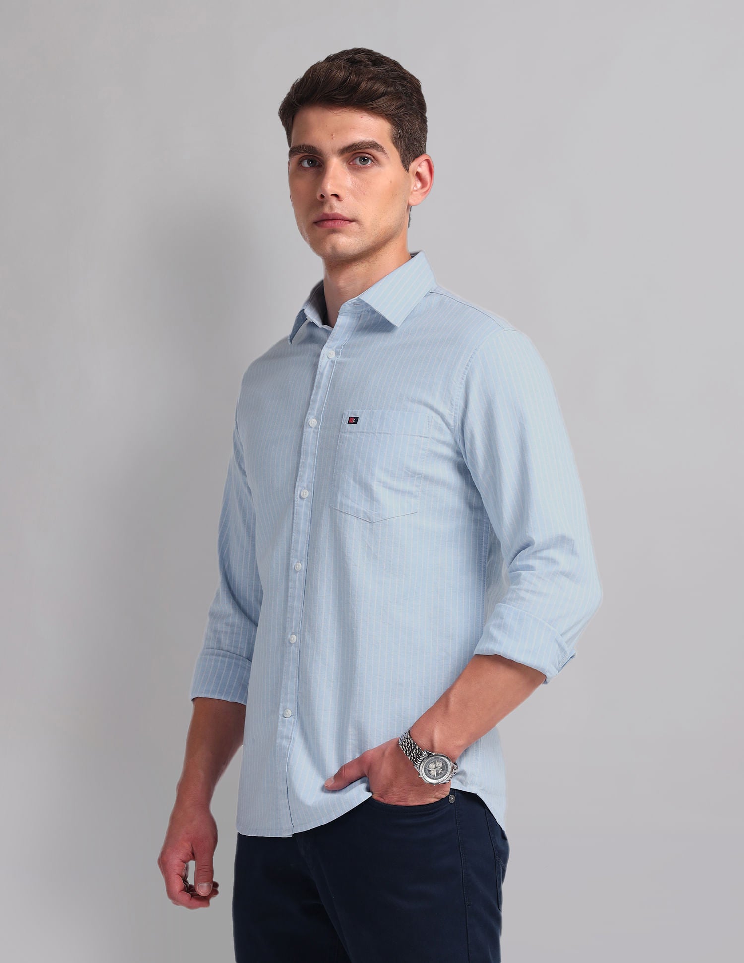 Vertical Stripe Cotton Shirt