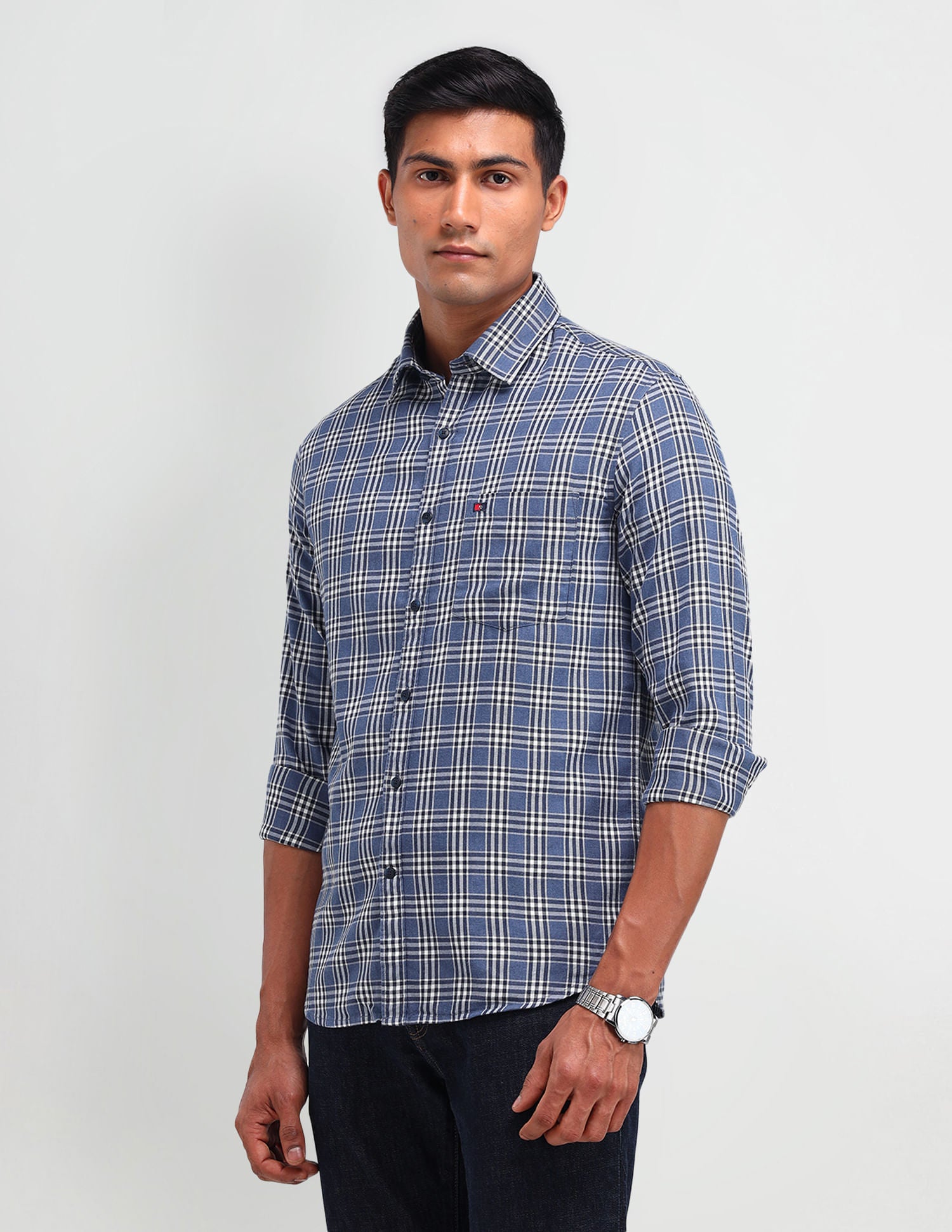 Stylish Twill Plaid Check Shirt