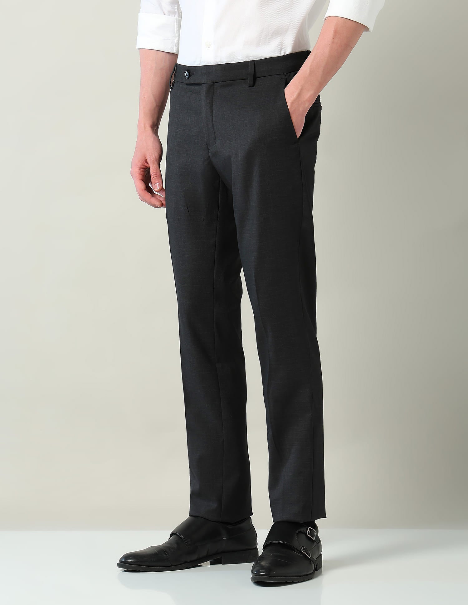 Mid Rise Regular Fit Formal Trousers