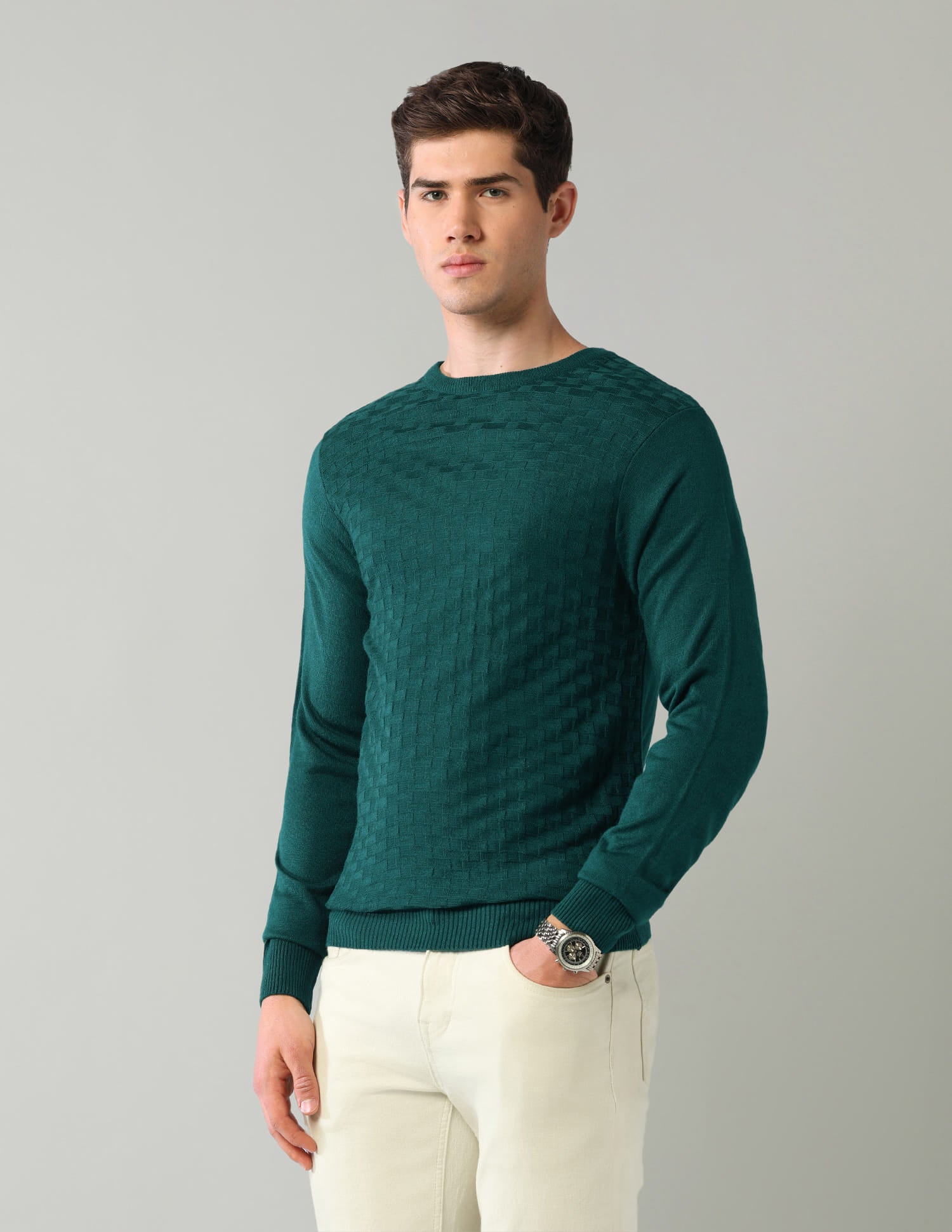 Patterned Knit Mens Sweater
