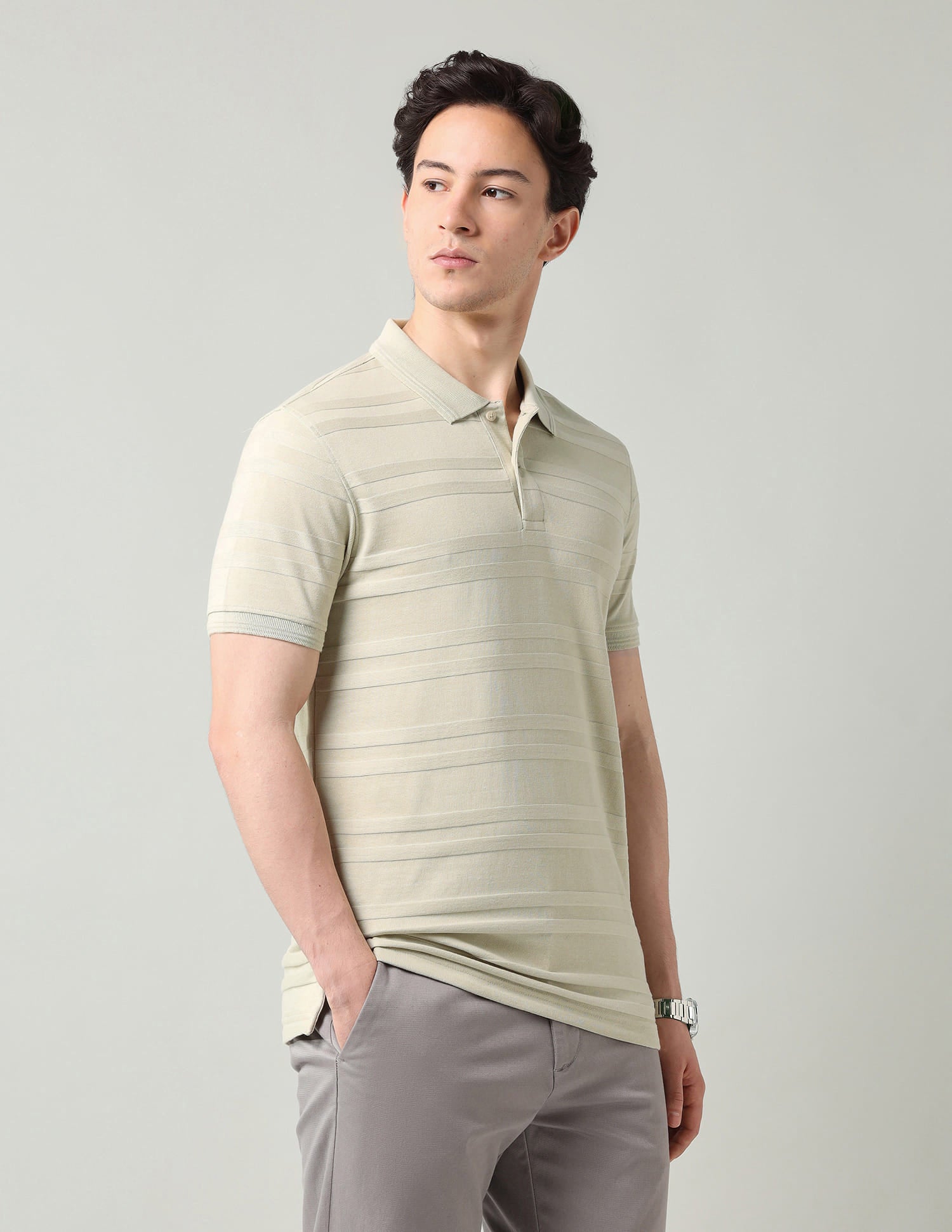 Horizontal Striped Regular Fit Polo Shirt