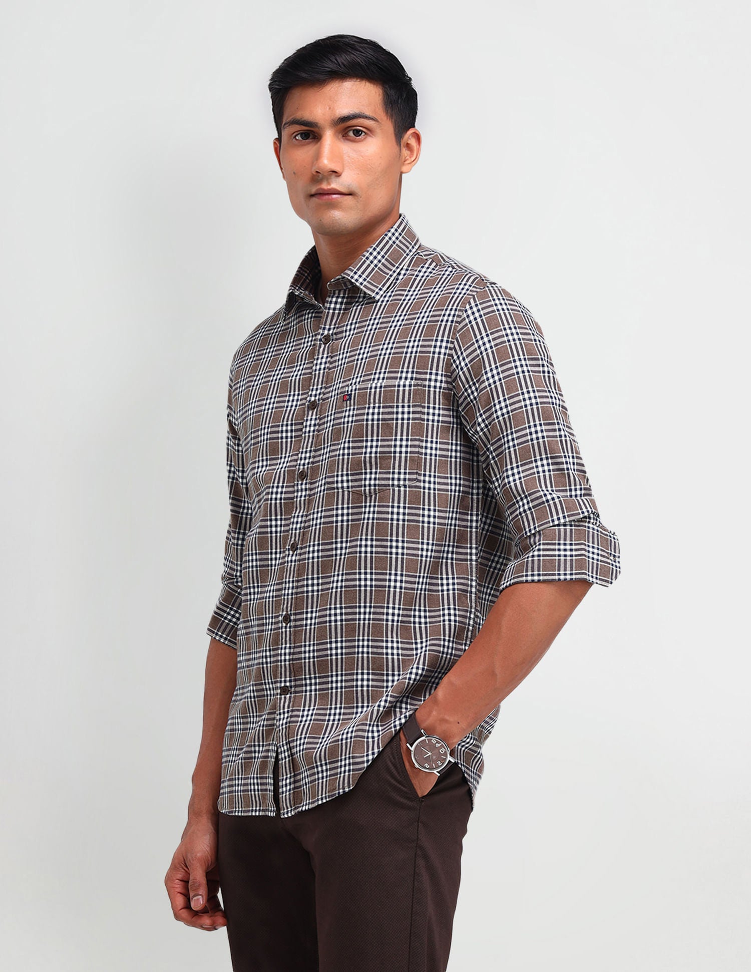 Stylish Twill Plaid Check Shirt