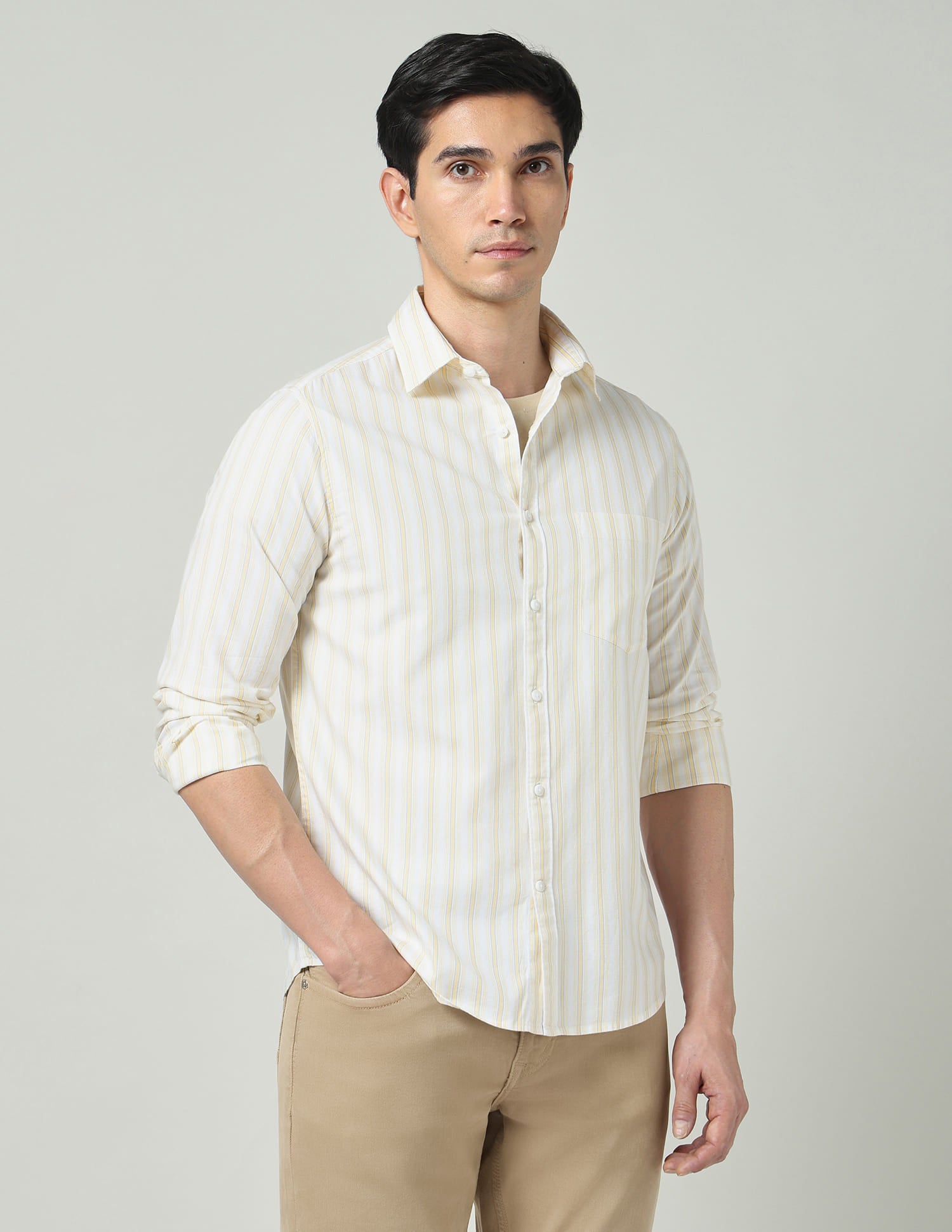 Vertical Striped Polished Twill Shirt