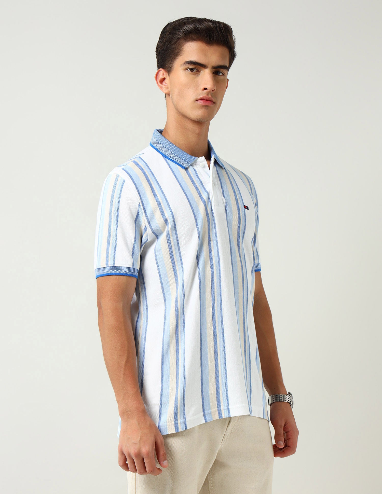 Infinite Vogue Modern Slim Fit Vertical Striped Polo Shirt