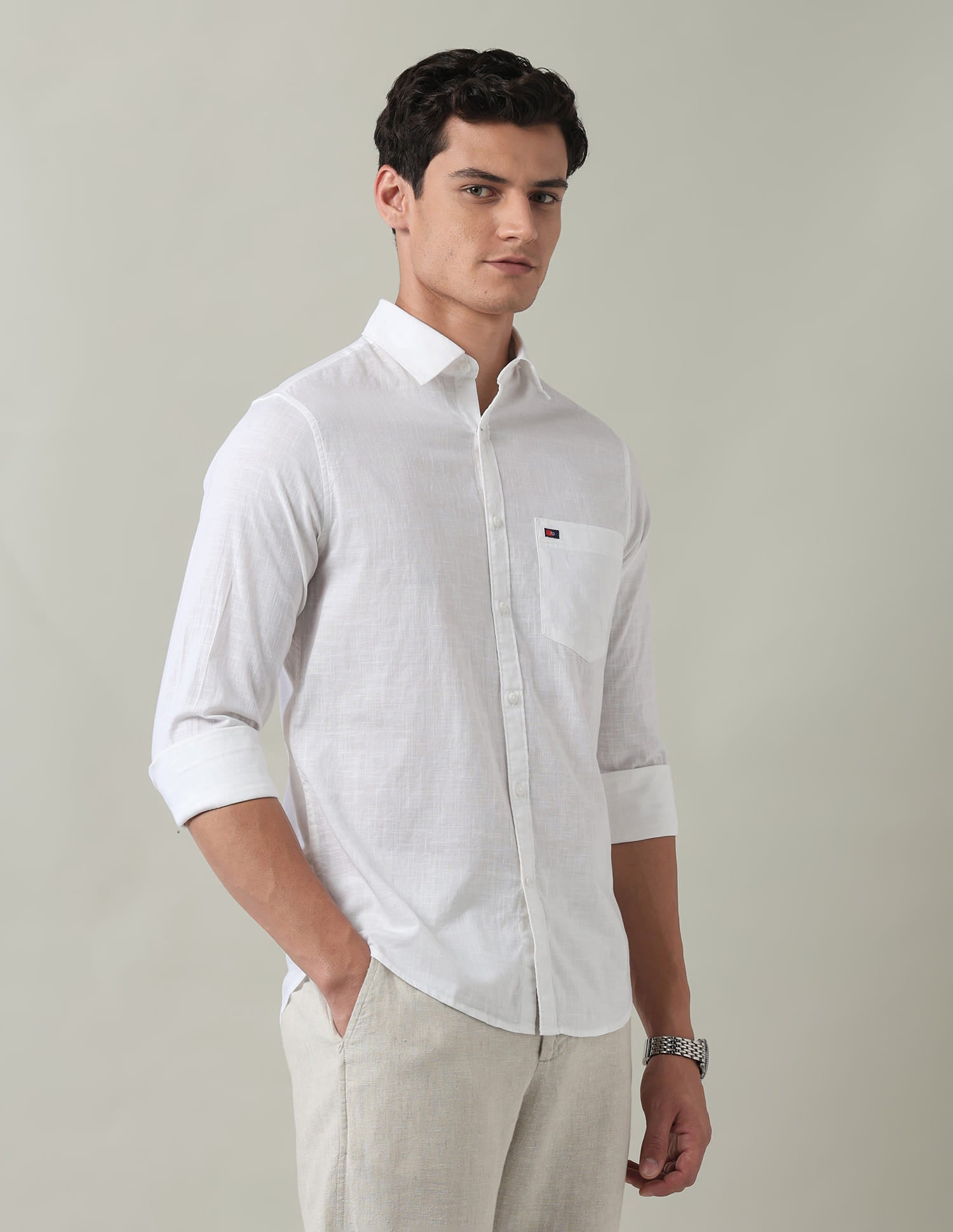 Solid Slim Fit Dobby Shirt