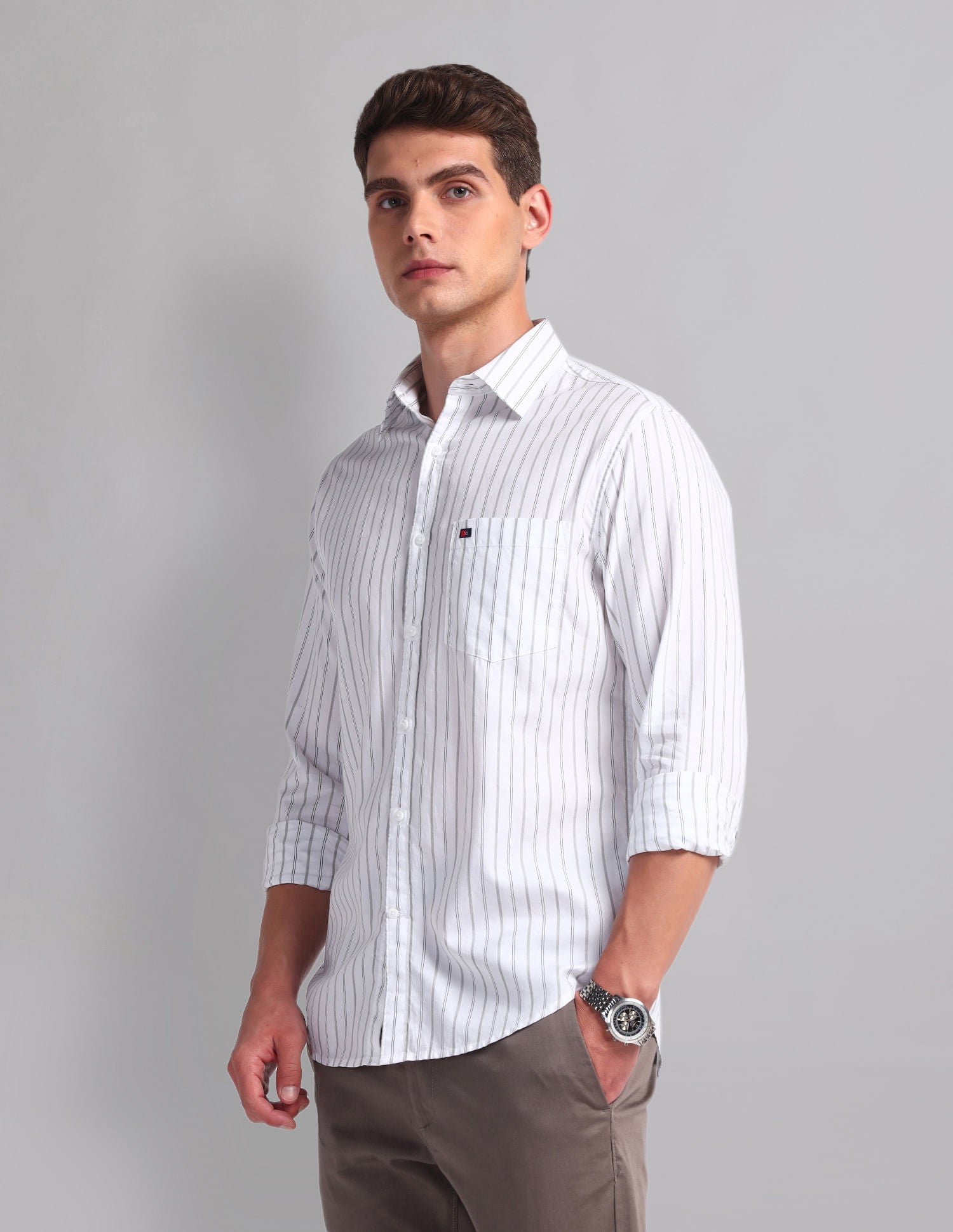 Urban Adventure Vertical Striped Cotton Shirt
