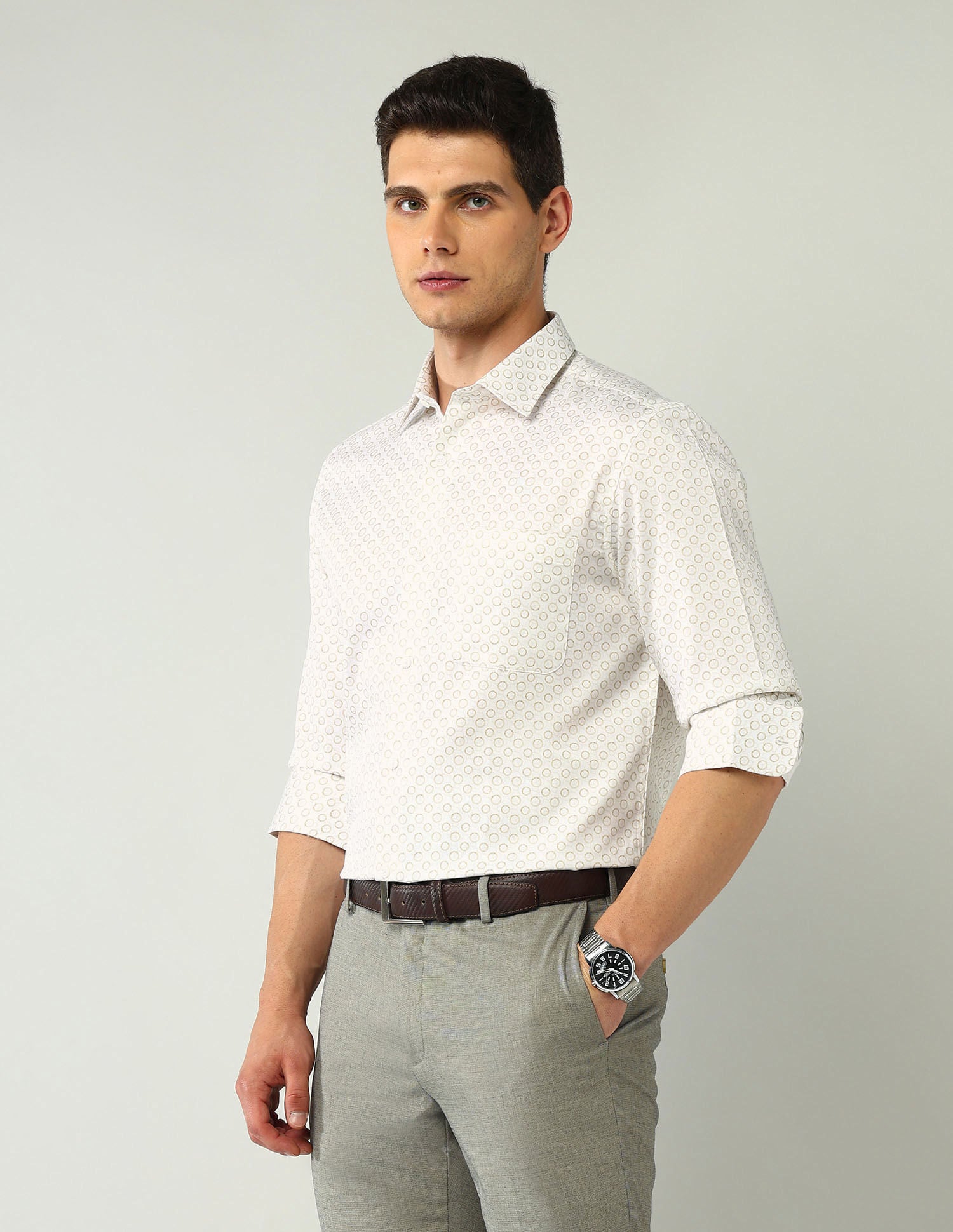 Wardrobe-Coded Regular Fit Vertical Striped Shirt