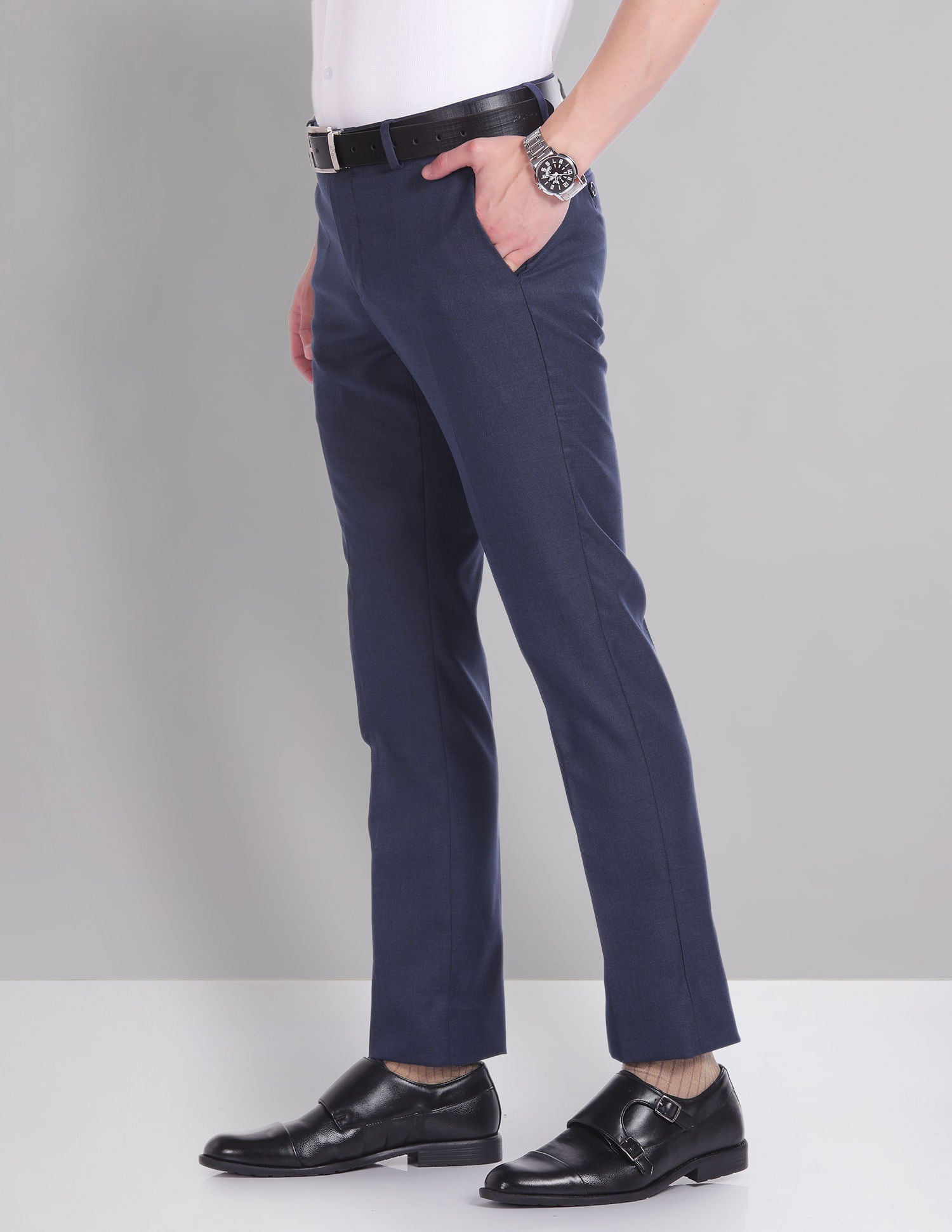 Corporate Ready Slim Fit Solid Formal Trousers
