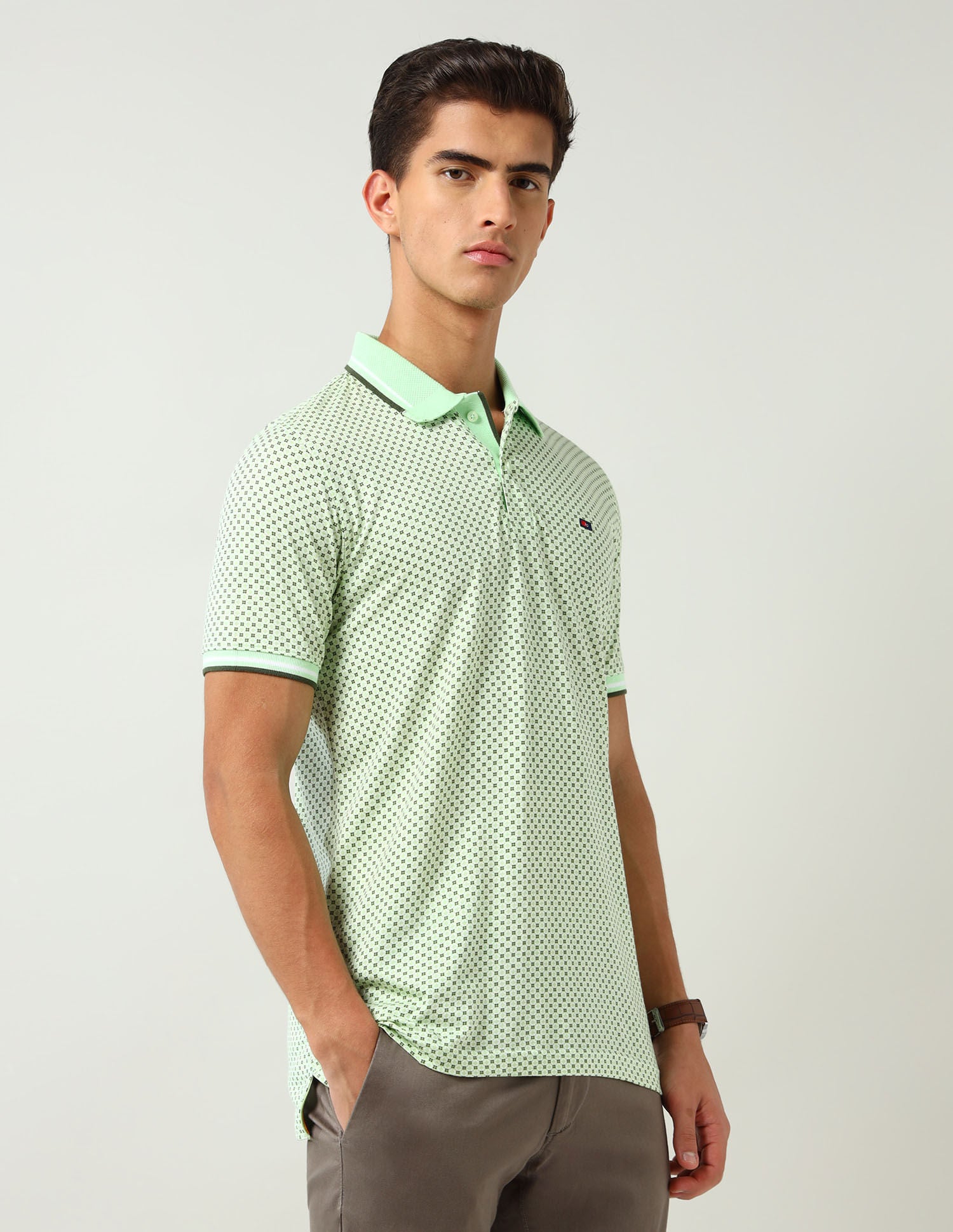 City Adventure Modern Slim Fit Geometric Printed Polo Shirt
