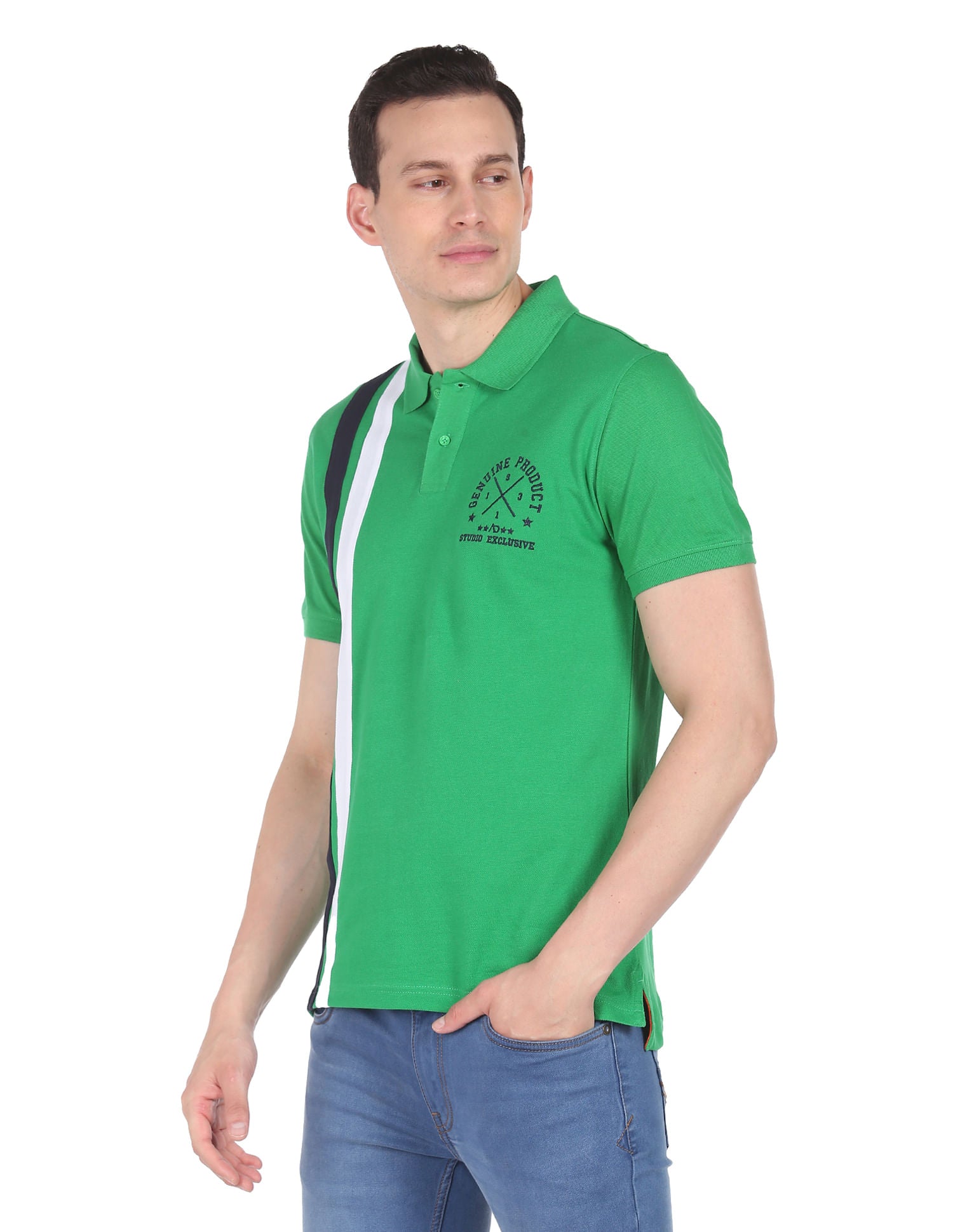 Cotton Vertical Stripe Polo Shirt
