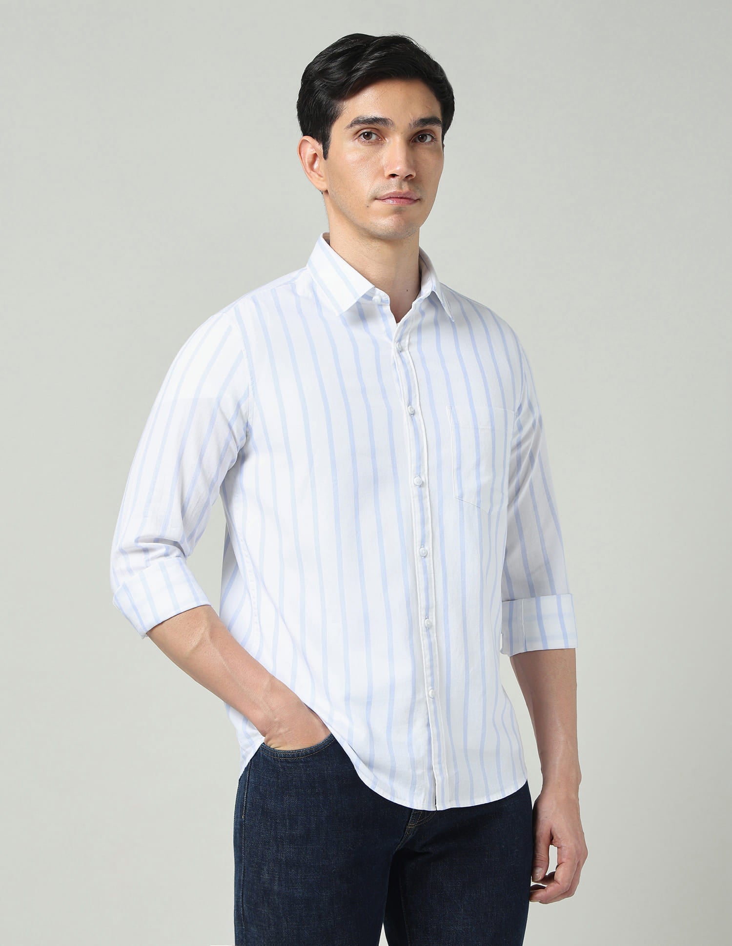 Feather-Light Vertical Striped Comfort Shirt